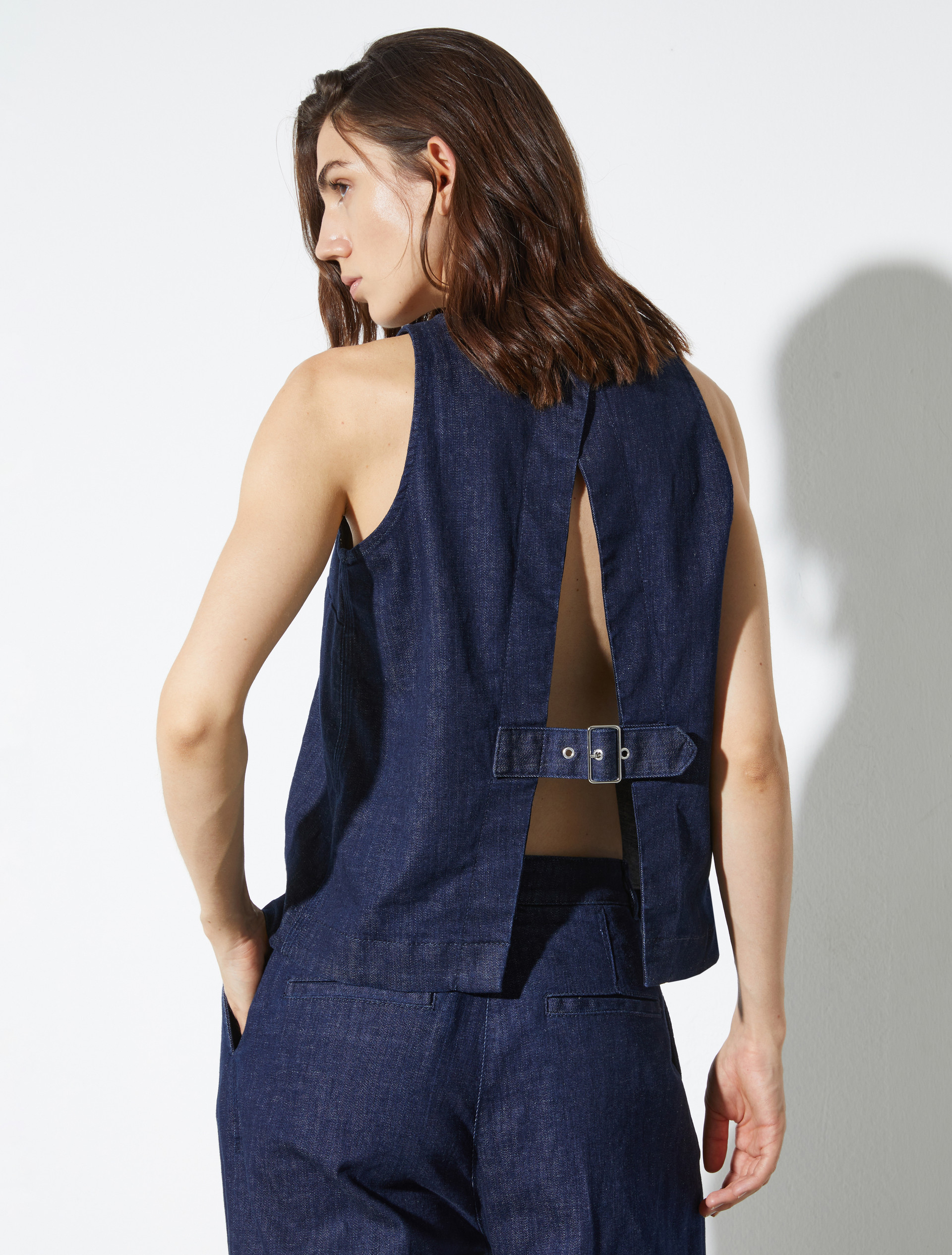 Denim top with slit - BLUE JEANS - MAX&Co. - 2