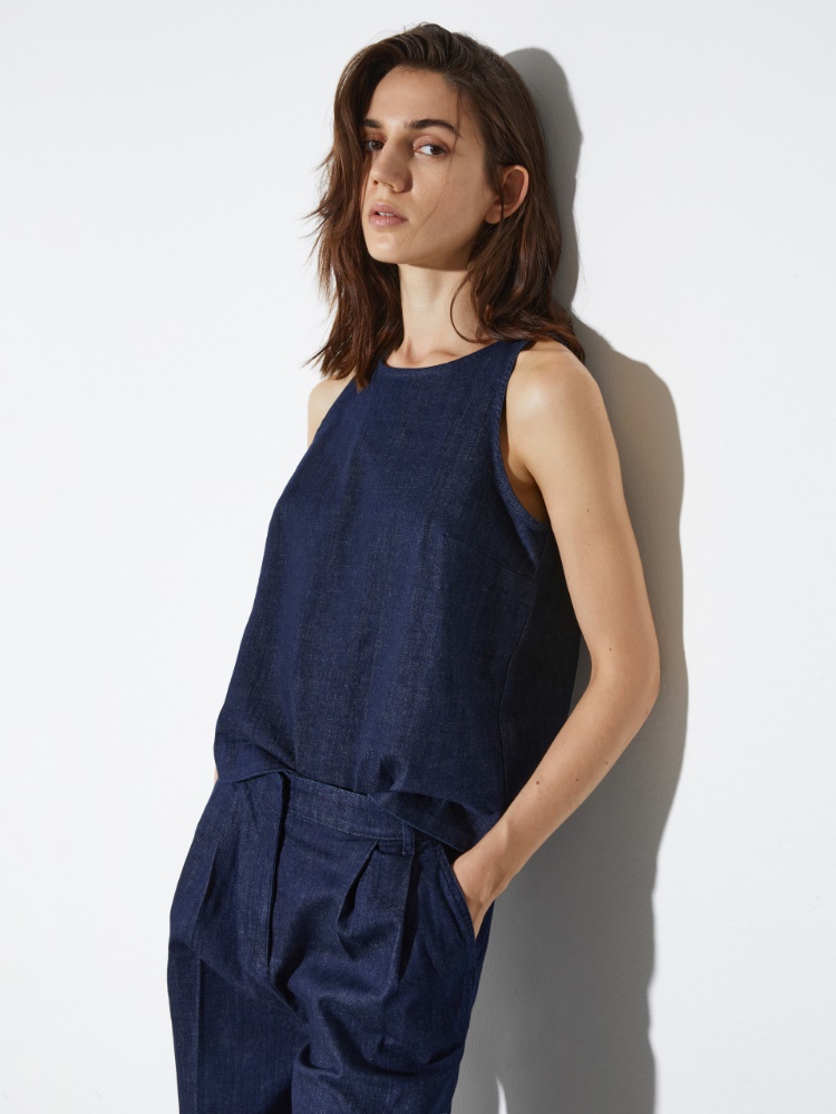 Denim top with slit - BLUE JEANS - MAX&Co.