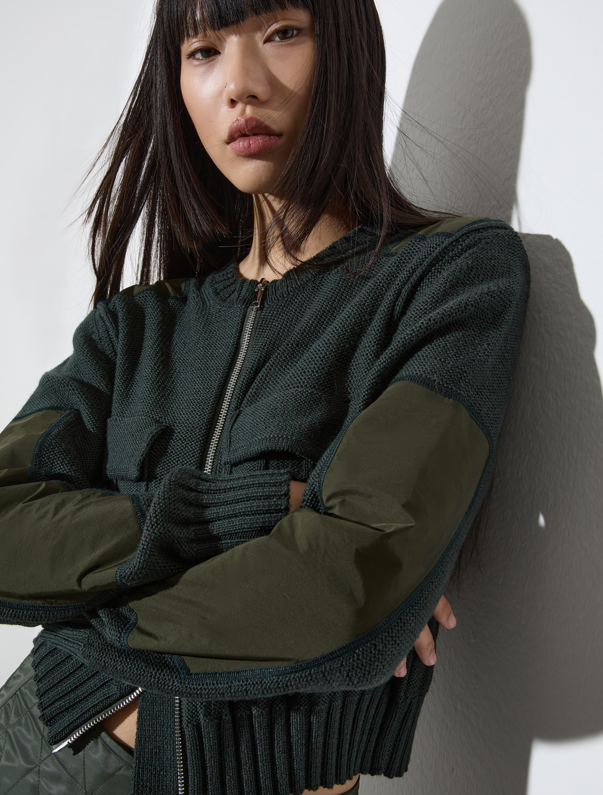 Cardigan with duchess satin details - GREEN - MAX&Co. - 3