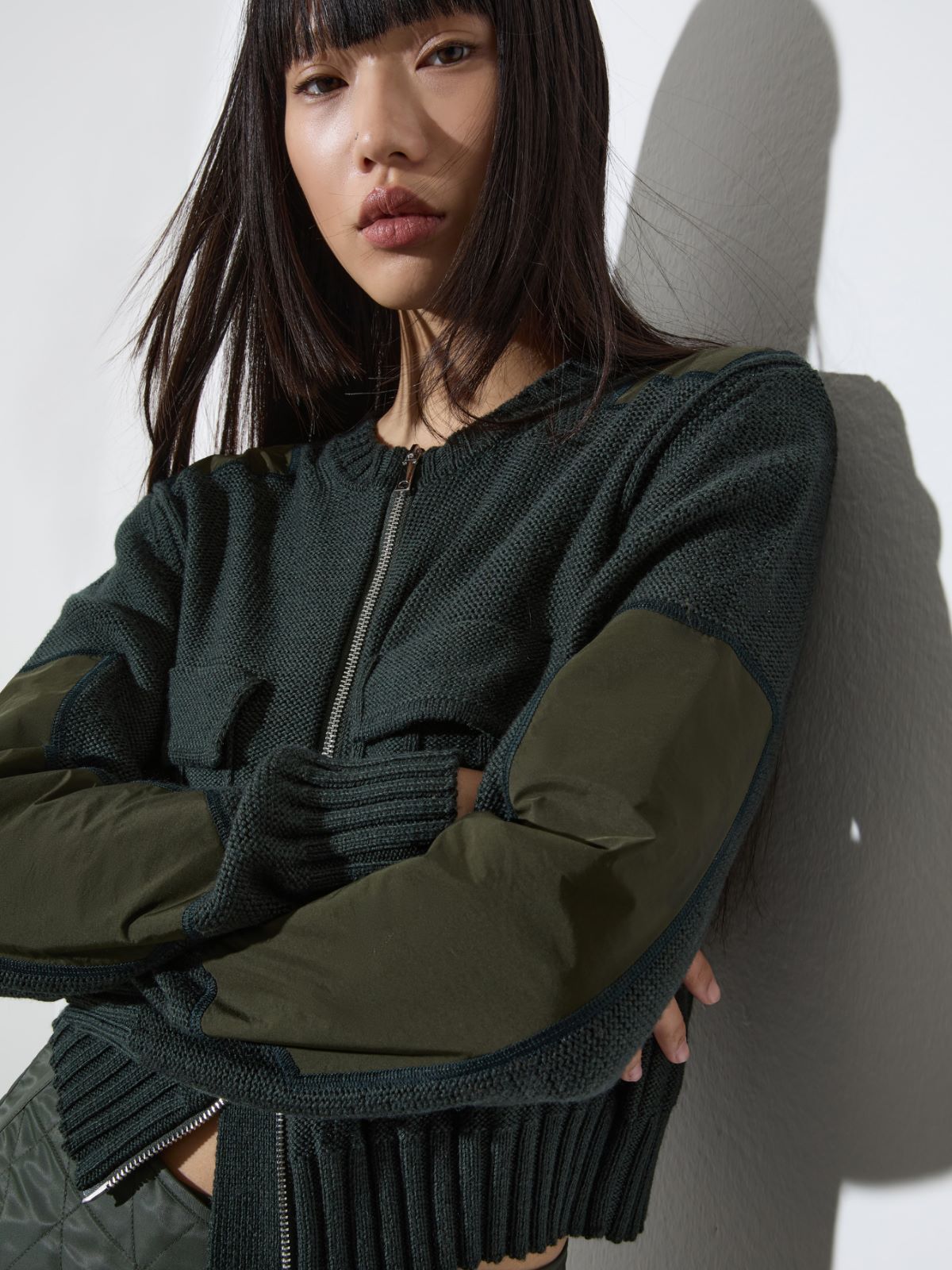 Cardigan with duchess satin details - GREEN - MAX&Co. - 3