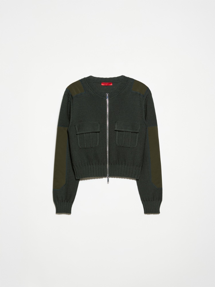 Cardigan with duchess satin details - GREEN - MAX&Co.