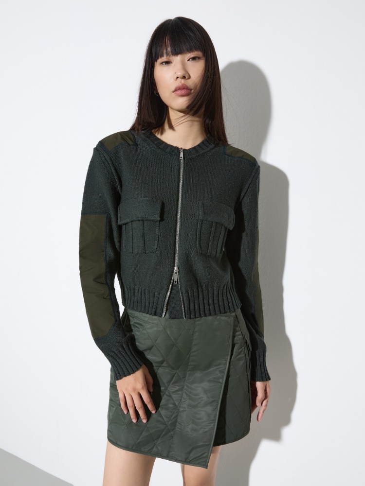 Cardigan avec détails en duchesse - VERT - MAX&Co.