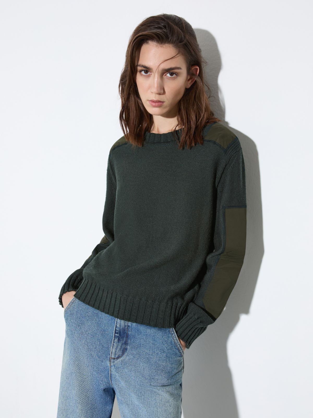 Jumper with duchess satin details - GREEN - MAX&Co.