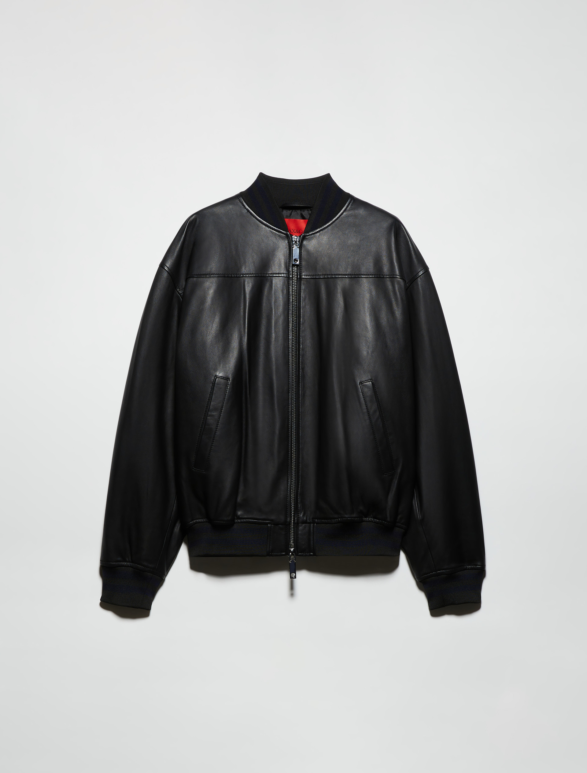 P. Terzini &Co.llaboration leather bomber jacket, black | MAX&Co. P. Terzini &Co.llaboration leather bomber jacket - BLACK - MAX&Co. - 5