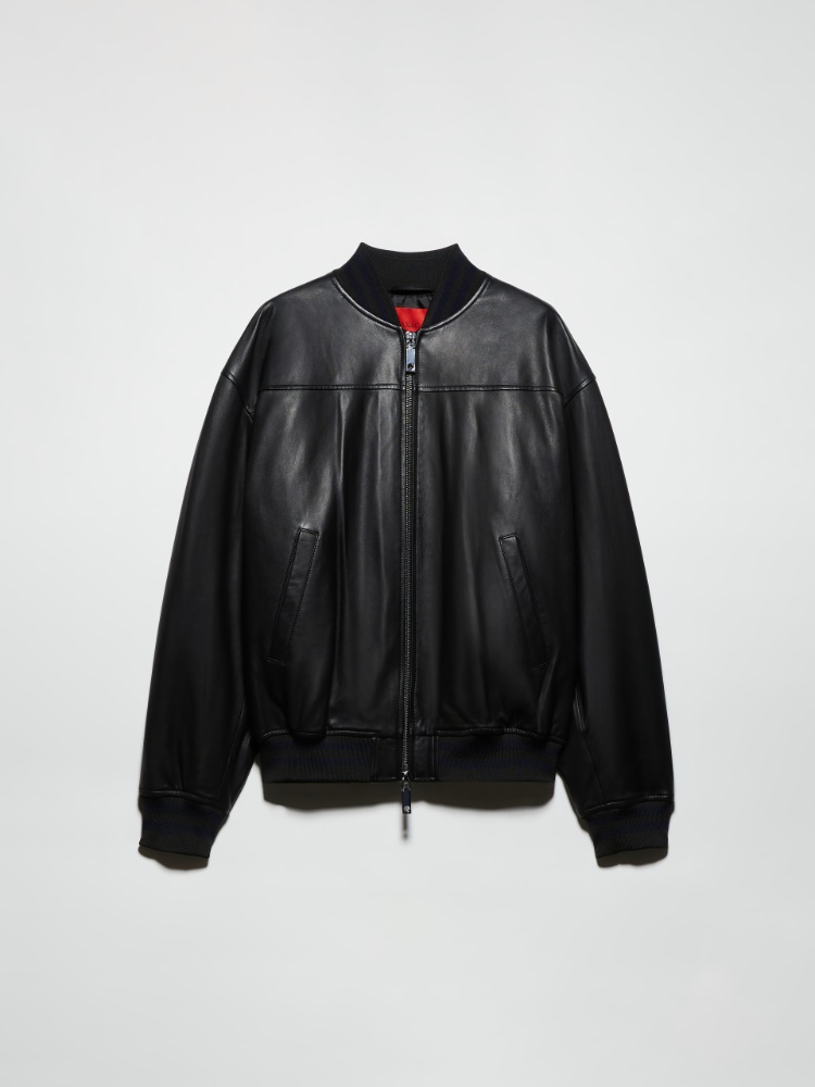 P. Terzini &Co.llaboration leather bomber jacket - BLACK - MAX&Co.