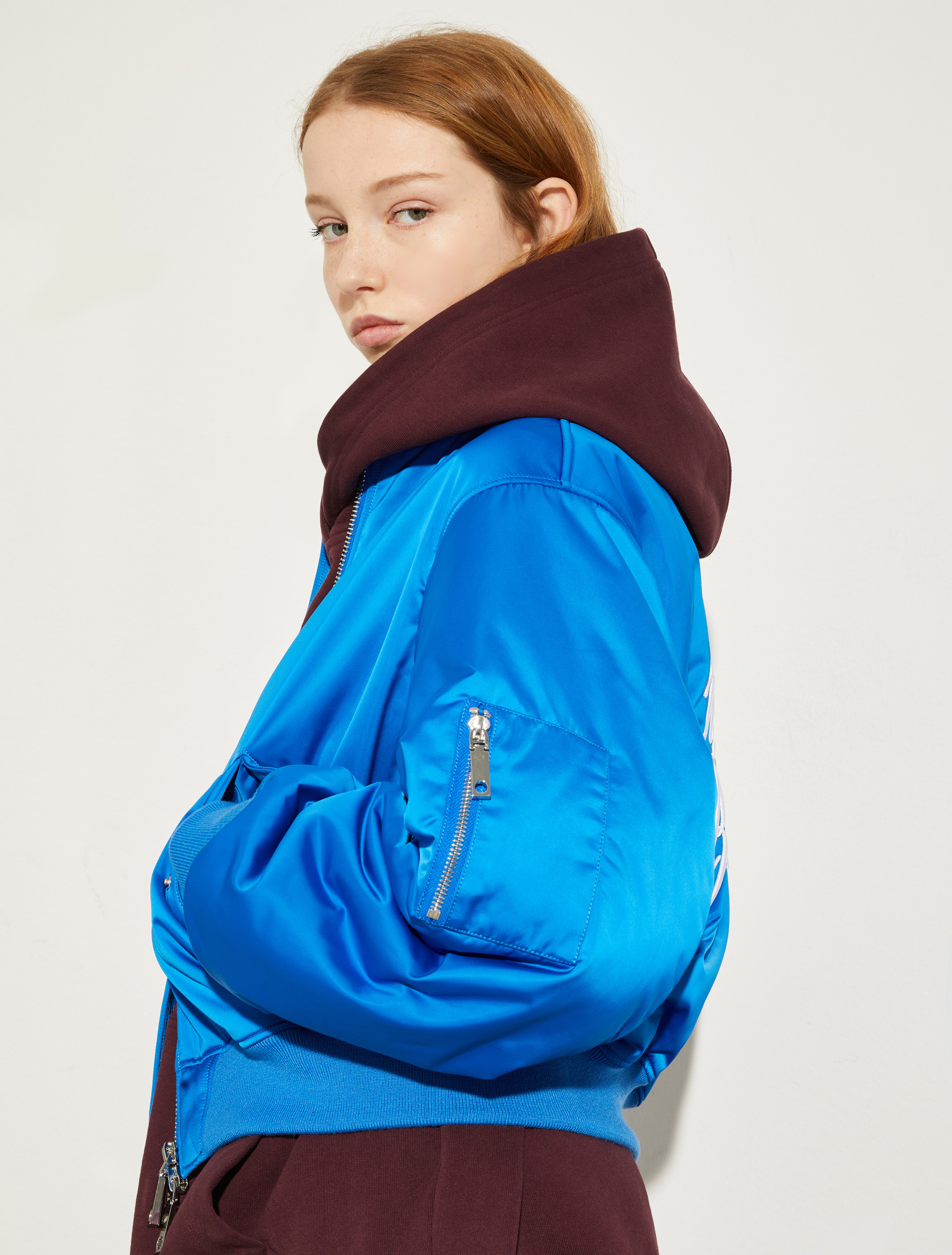 P. Terzini &Co.llaboration bomber jacket, cornflower blue | MAX&Co. P. Terzini &Co.llaboration bomber jacket - CORNFLOWER BLUE - MAX&Co. - 3