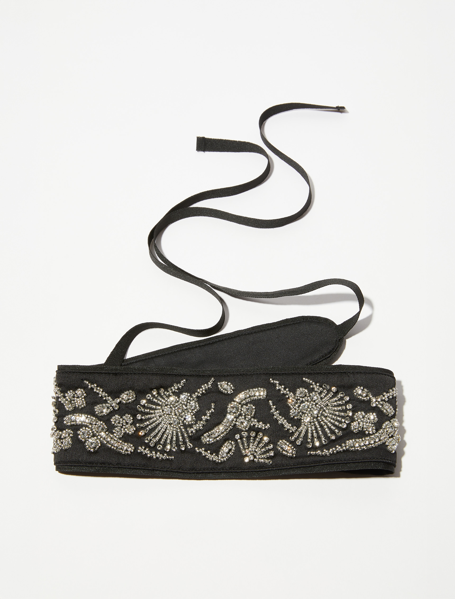 Obi belt with bejewelled embroidery, black | MAX&Co. Obi belt with bejewelled embroidery - BLACK - MAX&Co.
