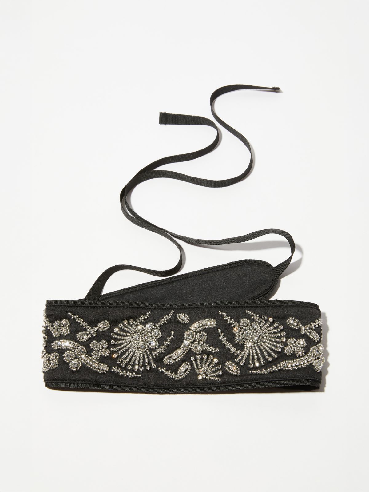 Obi belt with bejewelled embroidery - BLACK - MAX&Co.