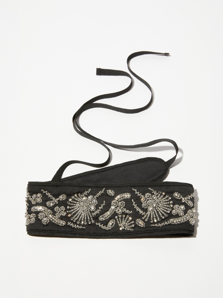 Obi belt with bejewelled embroidery - BLACK - MAX&Co.