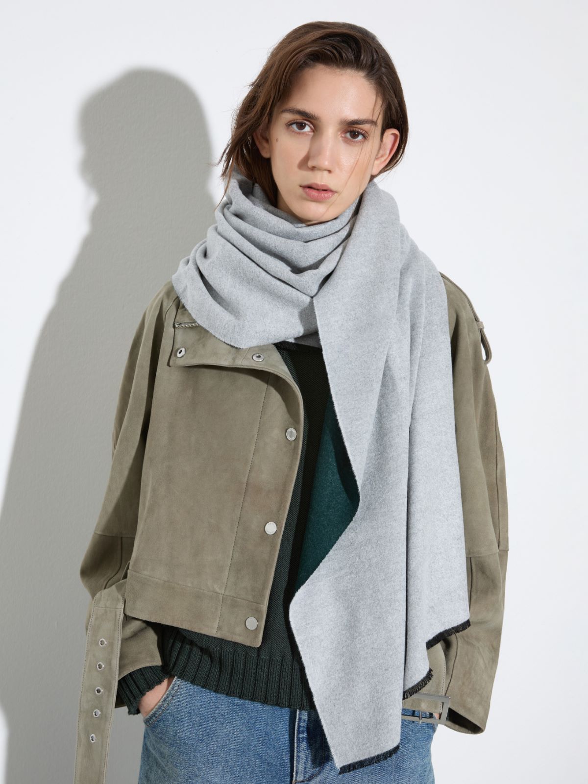 Logo-jacquard stole - GREEN - MAX&Co. - 3