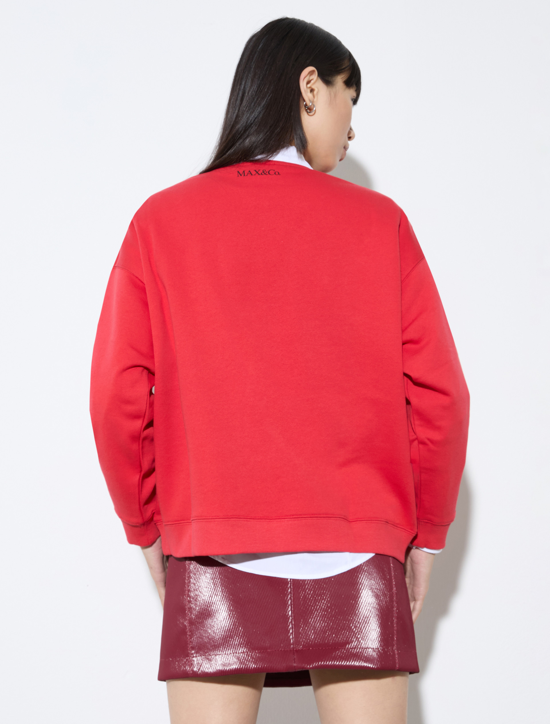 Cotton sweatshirt with lettering, red | MAX&Co. Cotton sweatshirt with lettering - RED - MAX&Co. - 2