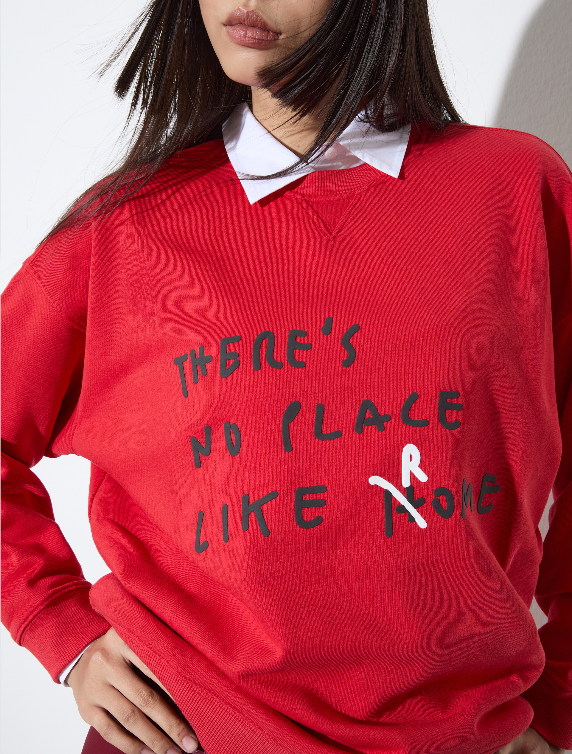 Cotton sweatshirt with lettering, red | MAX&Co. Cotton sweatshirt with lettering - RED - MAX&Co. - 3
