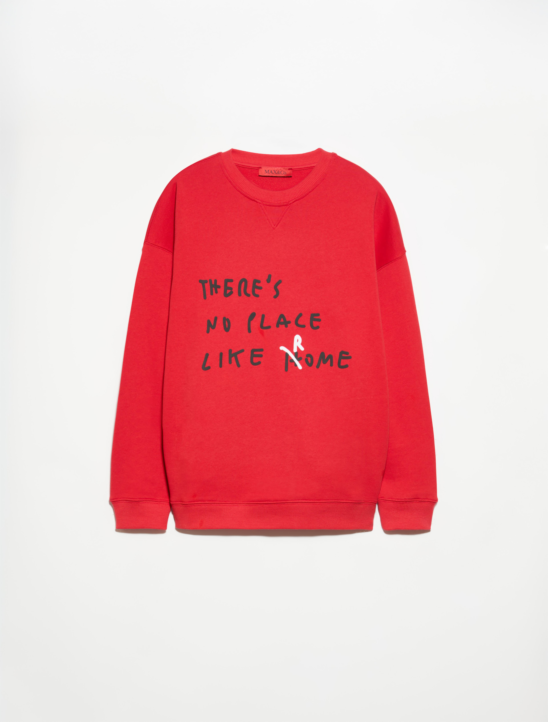 Cotton sweatshirt with lettering, red | MAX&Co. Cotton sweatshirt with lettering - RED - MAX&Co. - 5