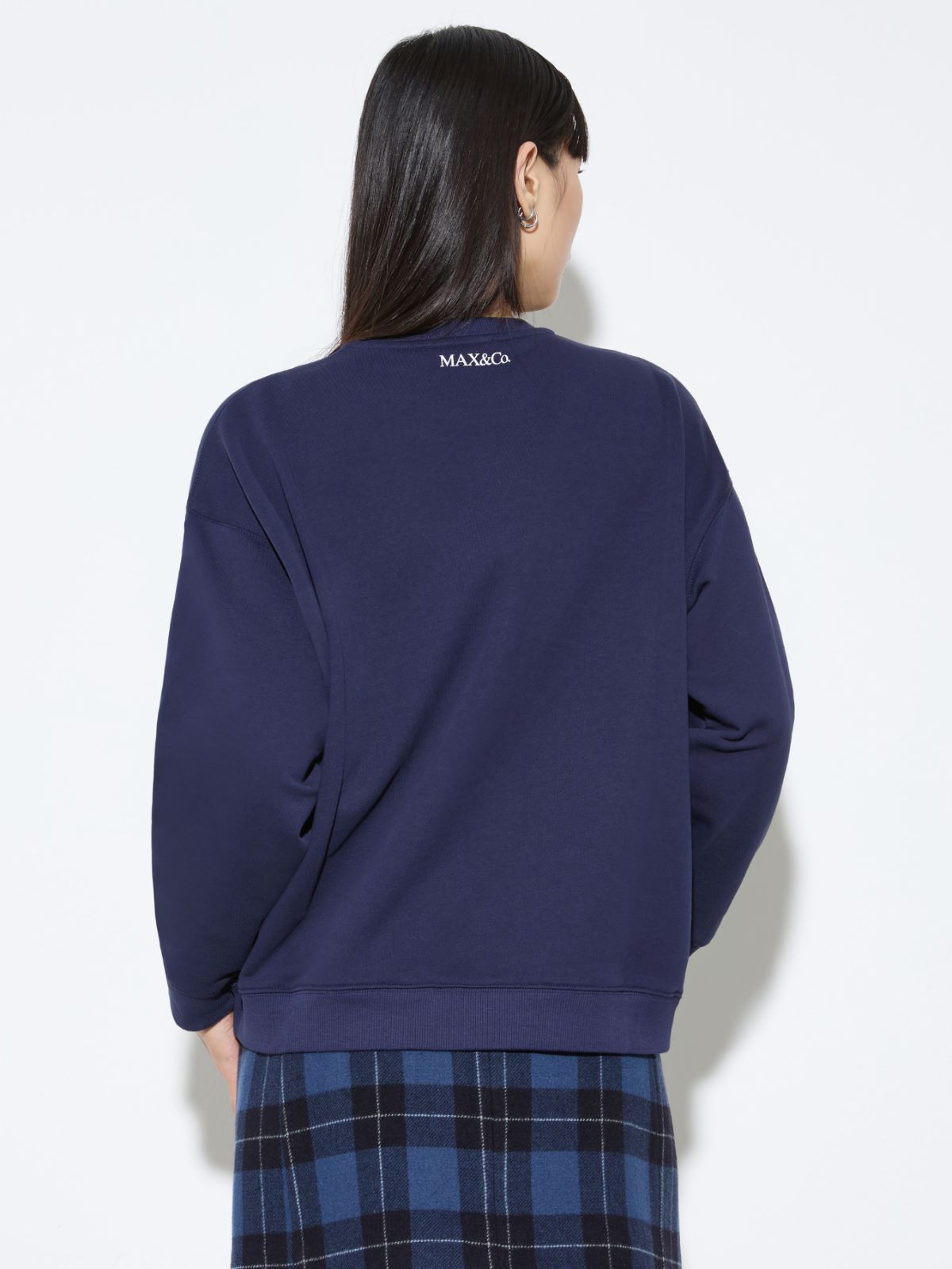 Cotton sweatshirt with lettering - MIDNIGHTBLUE - MAX&Co. - 2