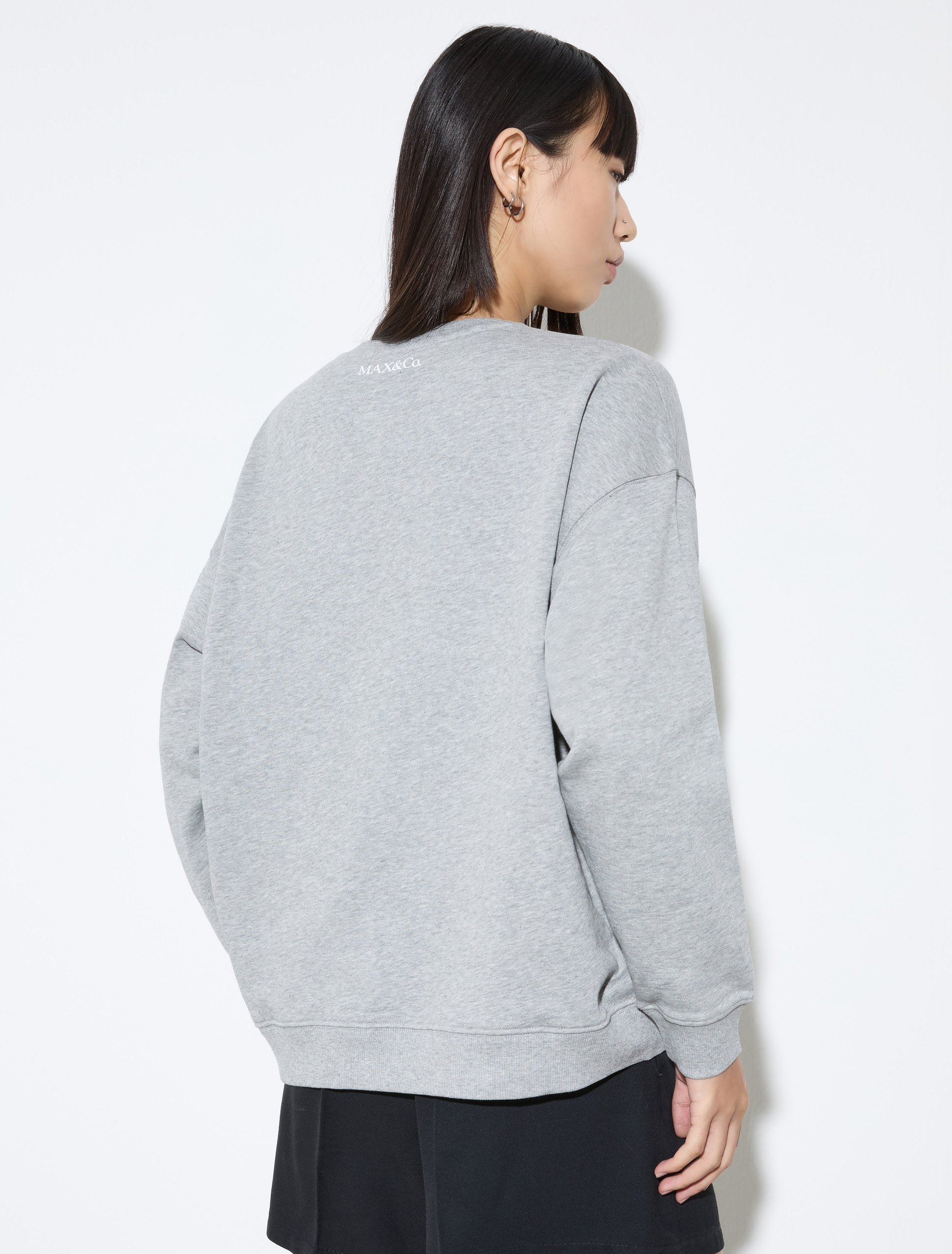 Cotton sweatshirt with lettering, melange grey | MAX&Co. Cotton sweatshirt with lettering - MELANGE GREY - MAX&Co. - 2