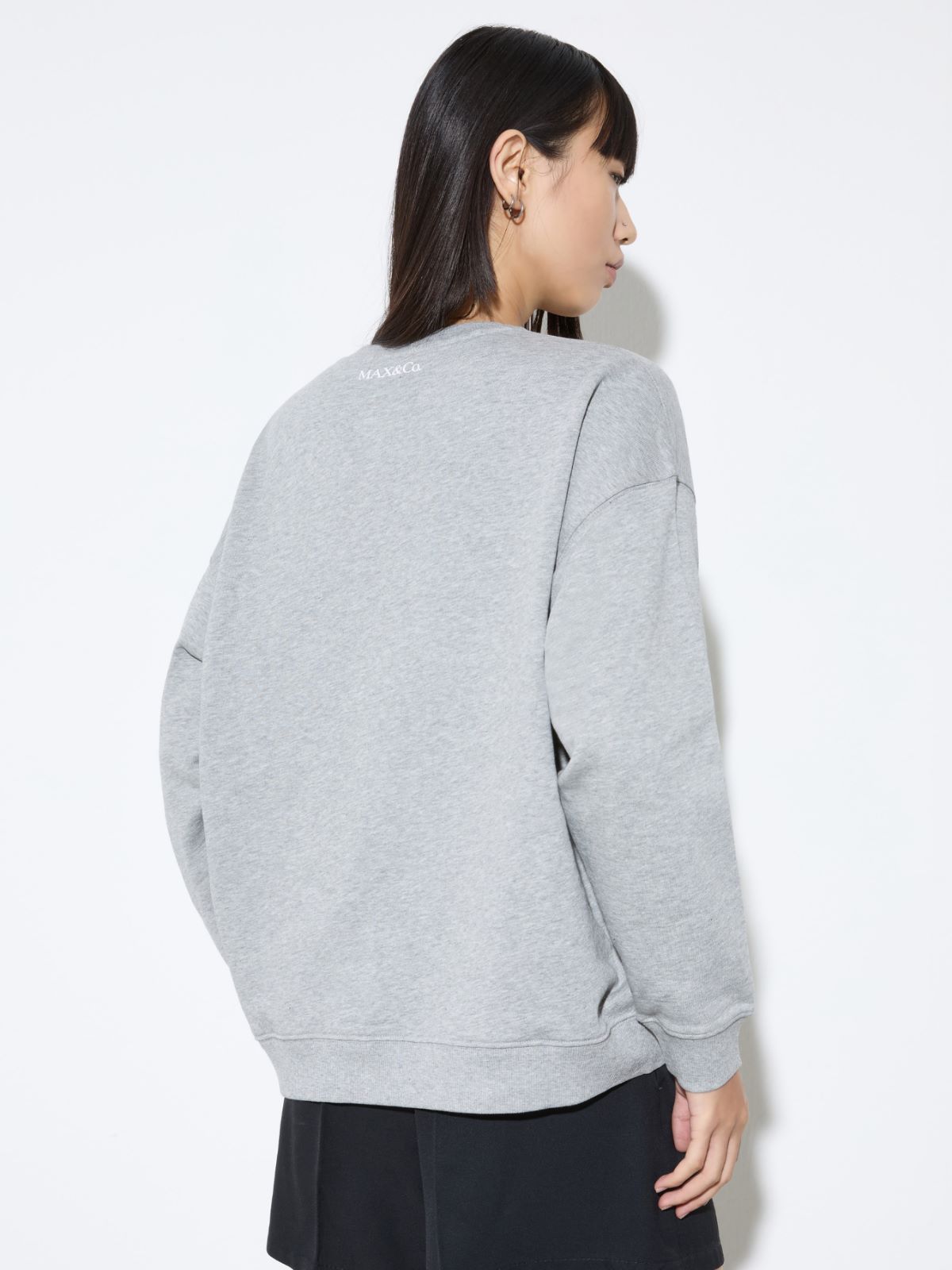 Cotton sweatshirt with lettering - MELANGE GREY - MAX&Co. - 2