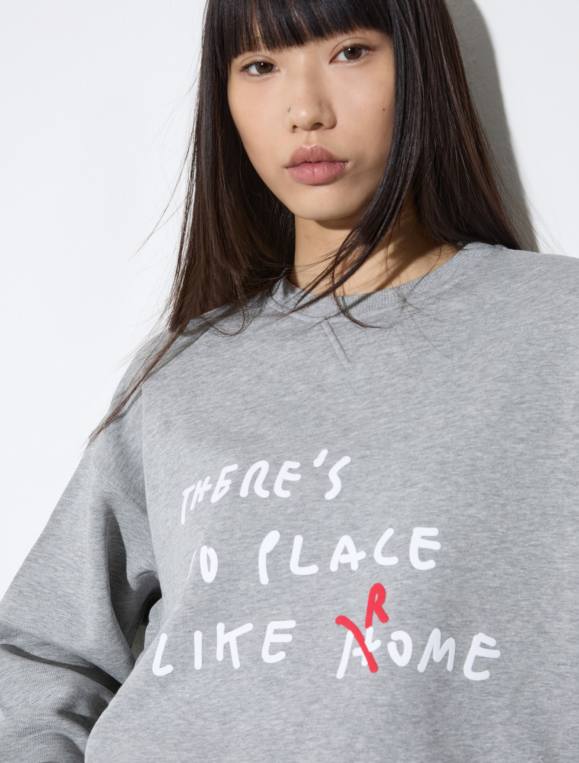 Cotton sweatshirt with lettering, melange grey | MAX&Co. Cotton sweatshirt with lettering - MELANGE GREY - MAX&Co. - 3