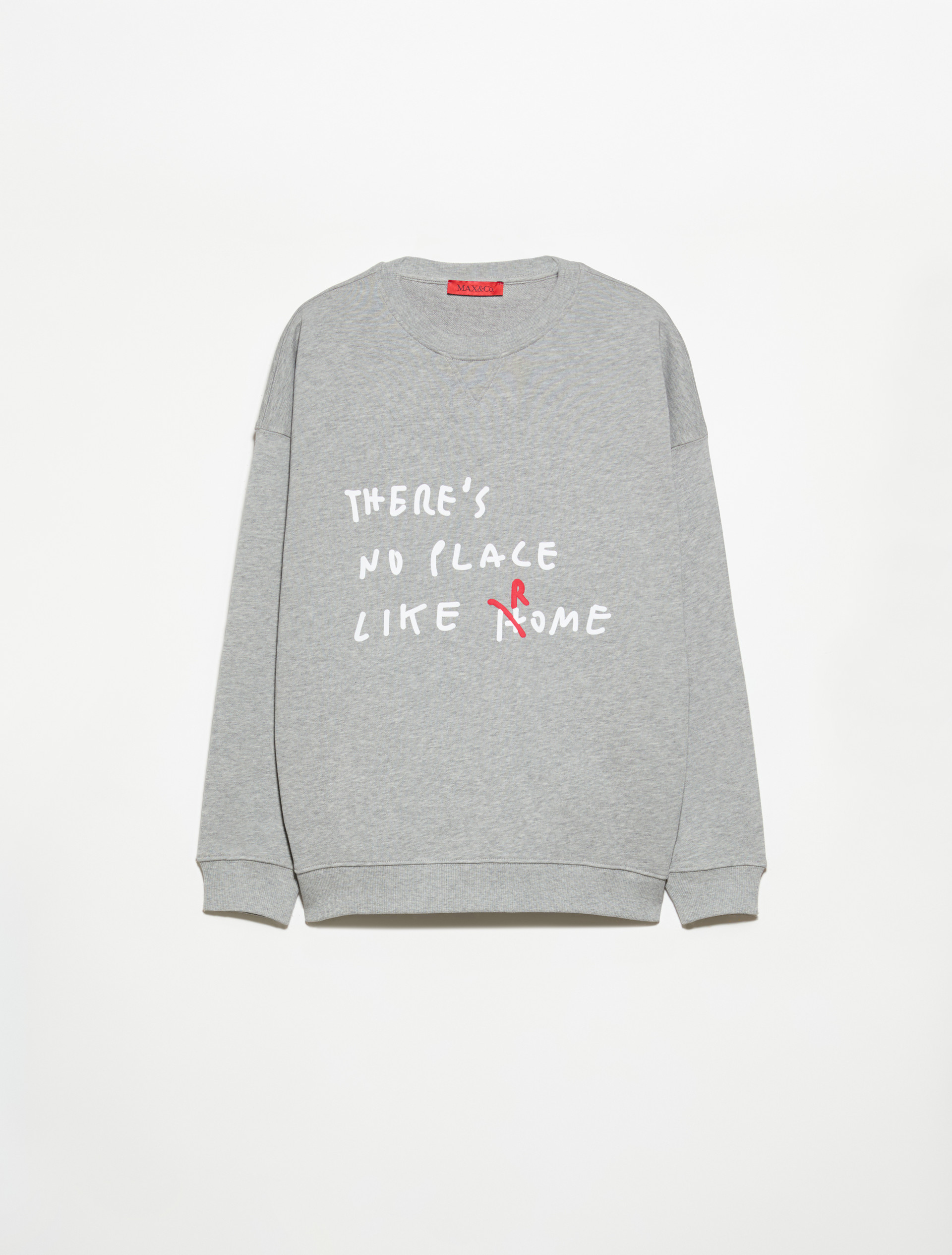 Cotton sweatshirt with lettering, melange grey | MAX&Co. Cotton sweatshirt with lettering - MELANGE GREY - MAX&Co. - 5