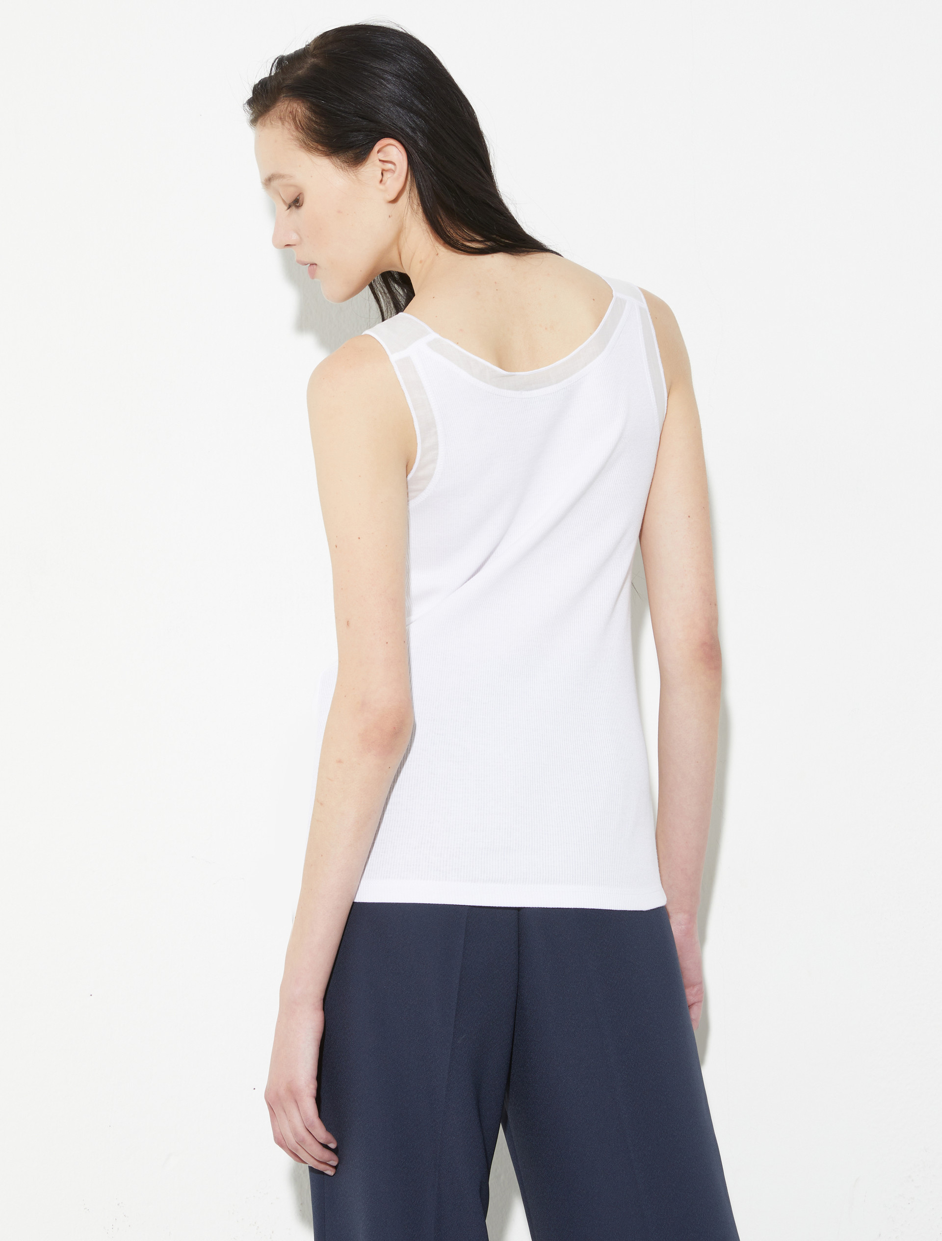 Ribbed cotton tank top, optical white | MAX&Co. Ribbed cotton tank top - OPTICAL WHITE - MAX&Co. - 2