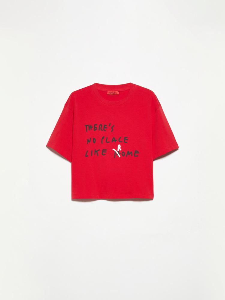 Boxy T-shirt with lettering - RED - MAX&Co.