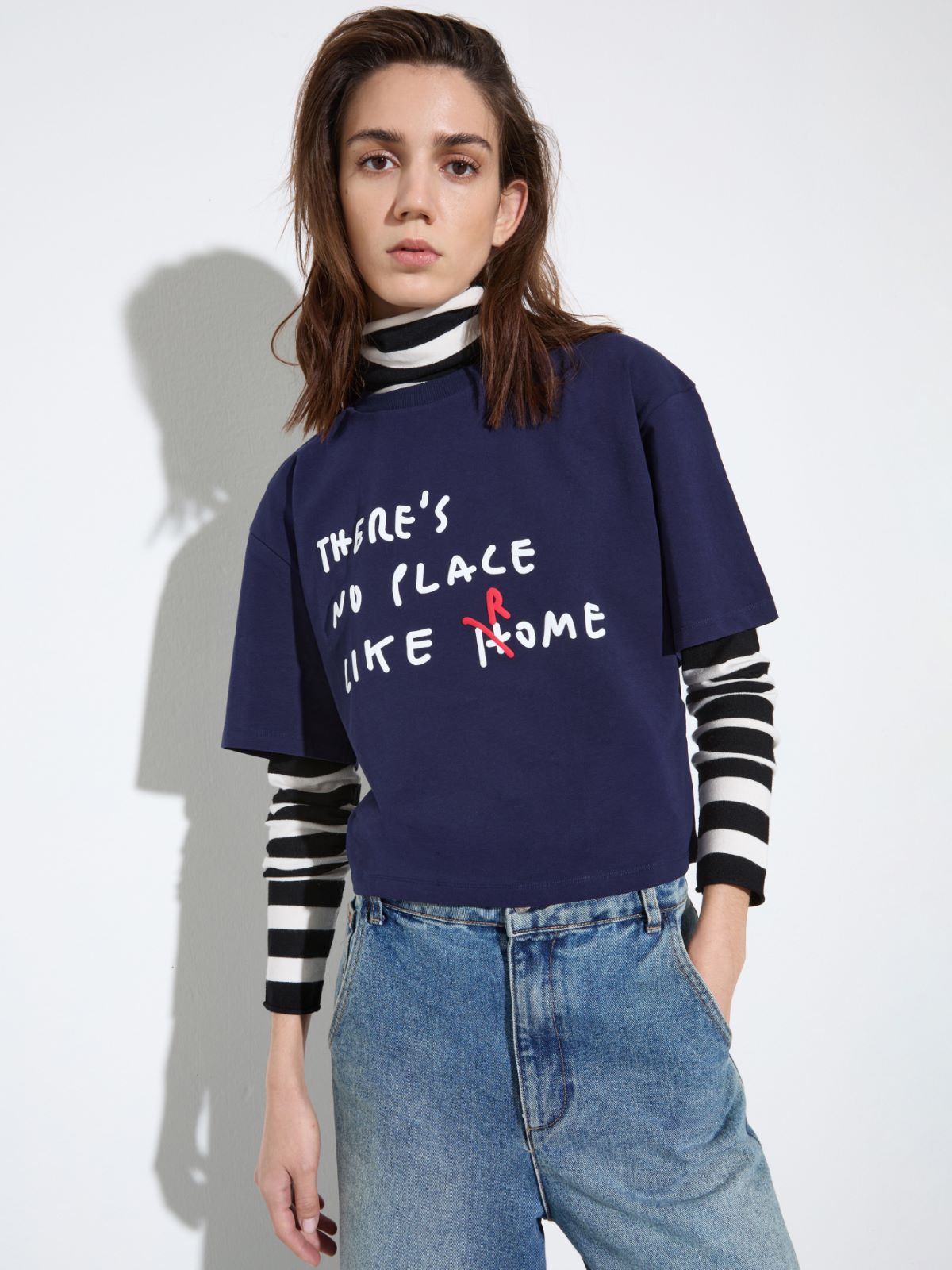 Boxy T-shirt with lettering - MIDNIGHTBLUE - MAX&Co.