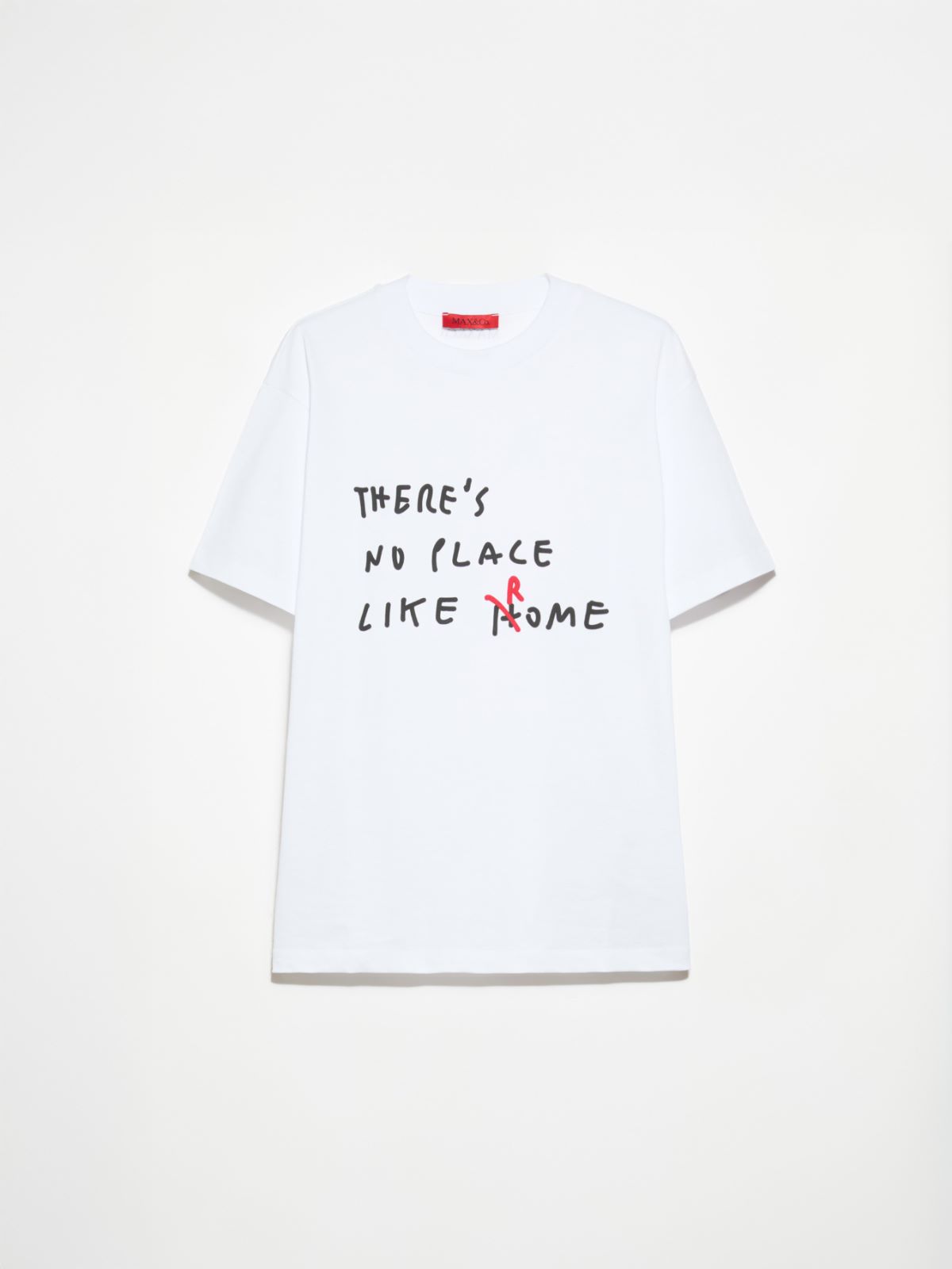 Cotton T-shirt with lettering - OPTICAL WHITE - MAX&Co. - 5