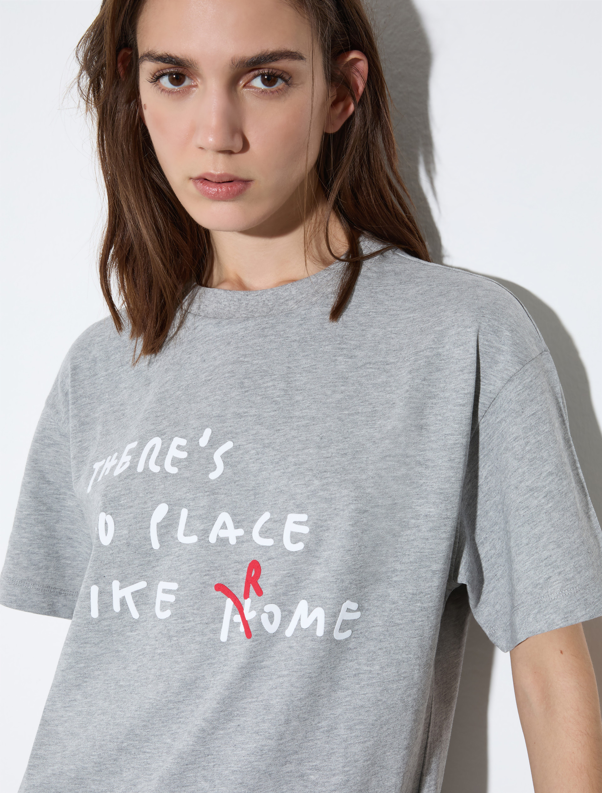 Cotton T-shirt with lettering, melange grey | MAX&Co. Cotton T-shirt with lettering - MELANGE GREY - MAX&Co. - 3