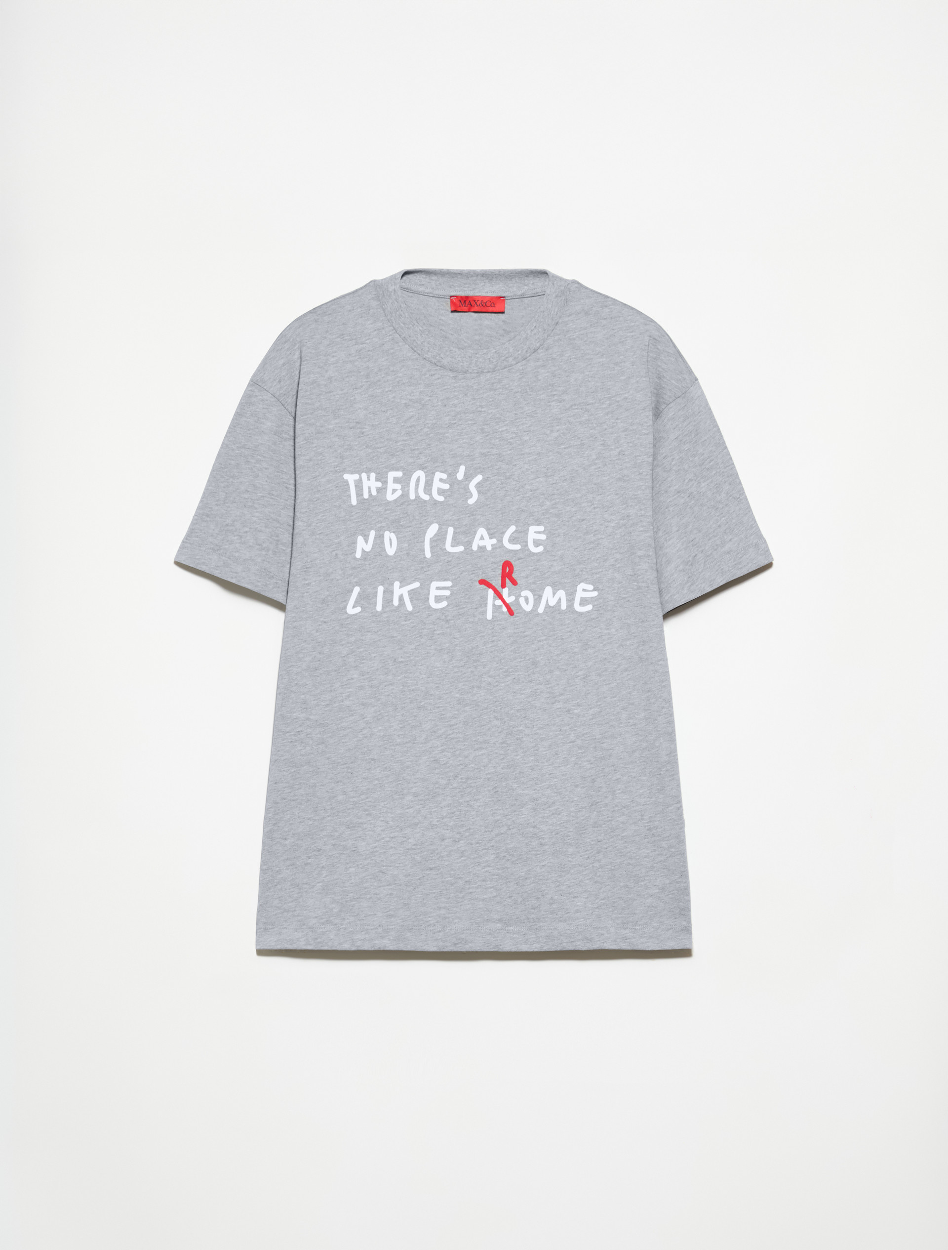Cotton T-shirt with lettering, melange grey | MAX&Co. Cotton T-shirt with lettering - MELANGE GREY - MAX&Co. - 5