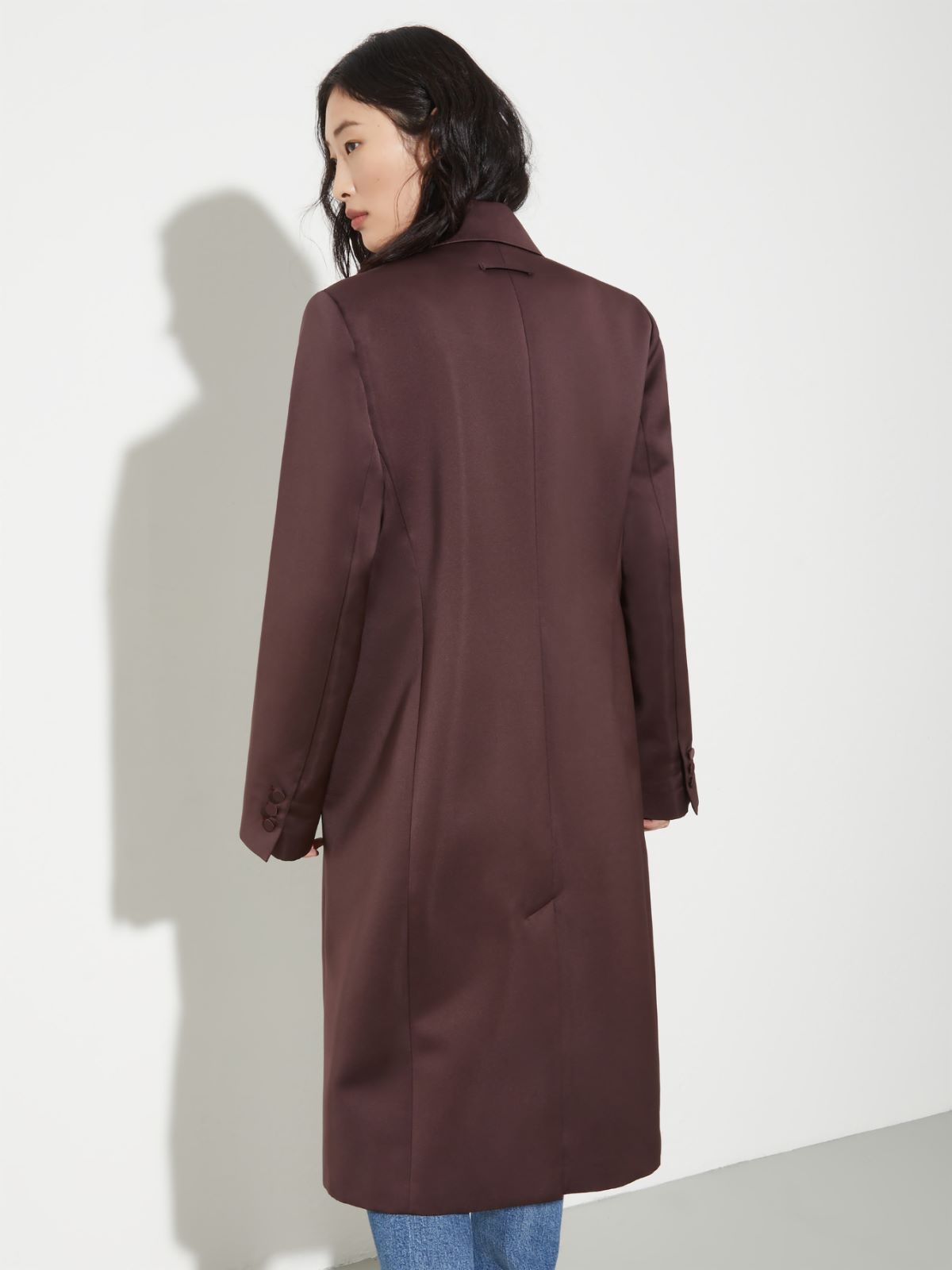 Double-breasted satin coat, bordeaux | MAX&Co. Double-breasted satin coat - BORDEAUX - MAX&Co. - 2