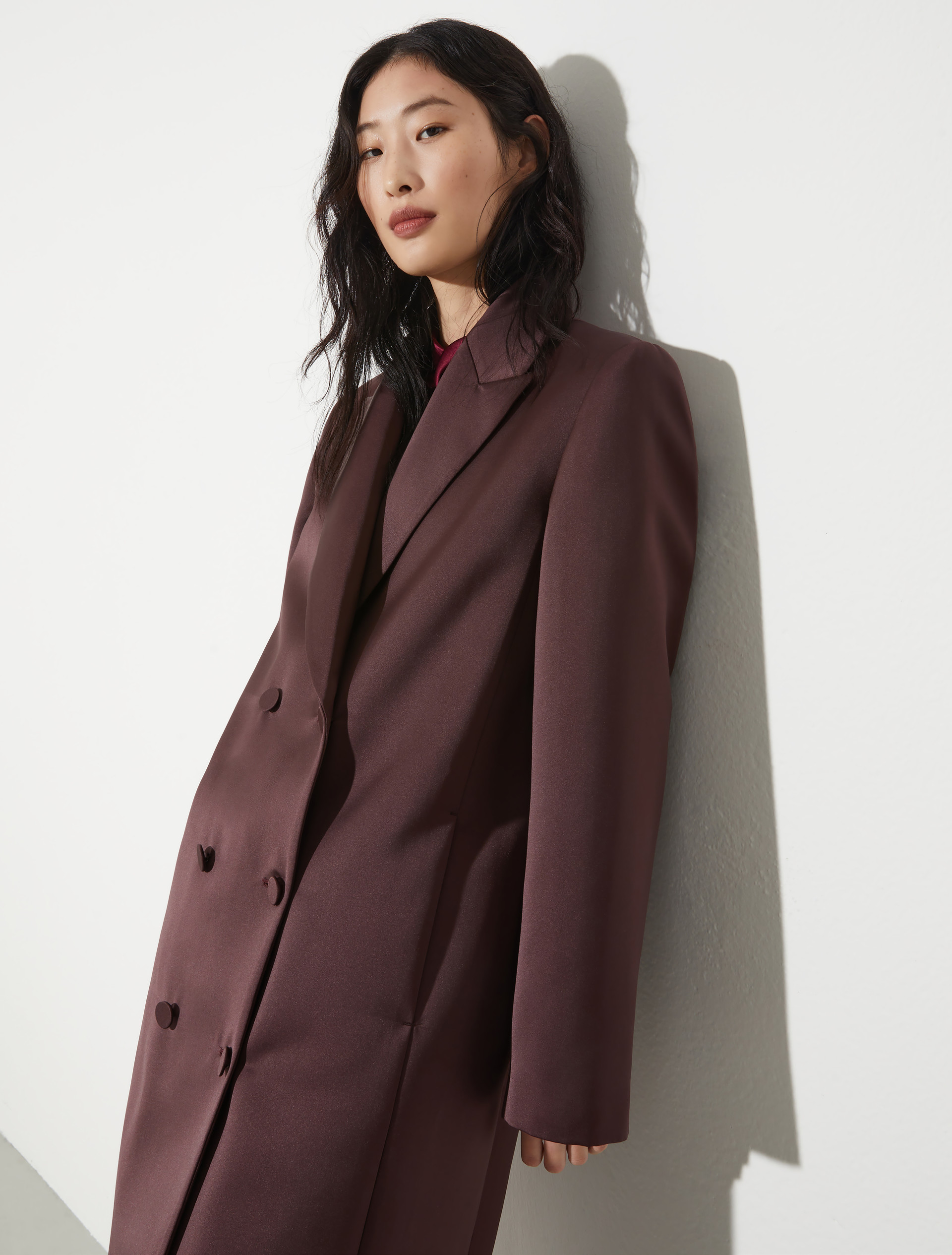 Double-breasted satin coat, bordeaux | MAX&Co. Double-breasted satin coat - BORDEAUX - MAX&Co. - 6