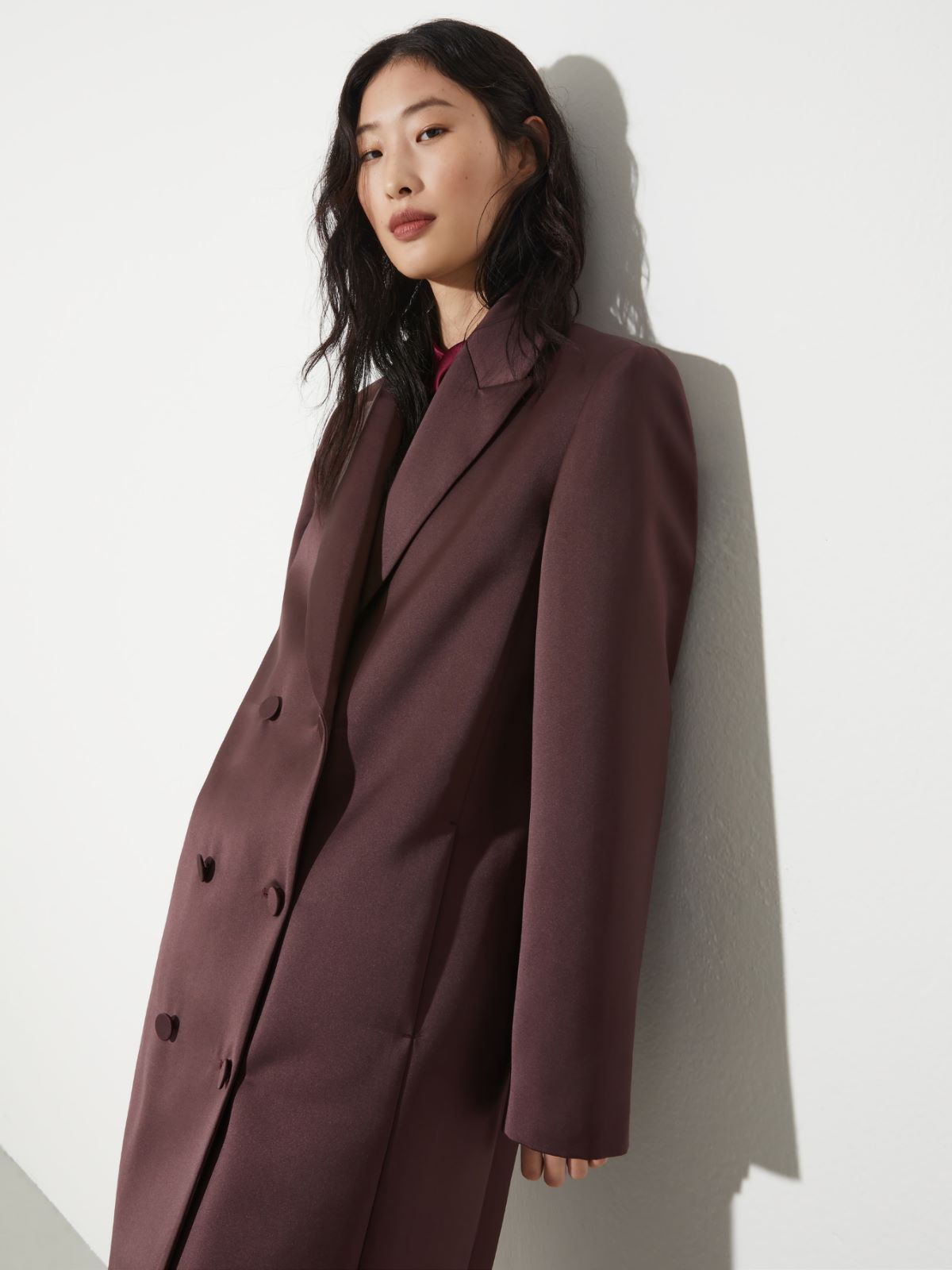 Double-breasted satin coat, bordeaux | MAX&Co. Double-breasted satin coat - BORDEAUX - MAX&Co. - 6