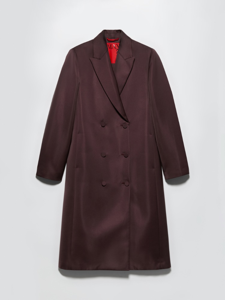 Double-breasted satin coat - BORDEAUX - MAX&Co.