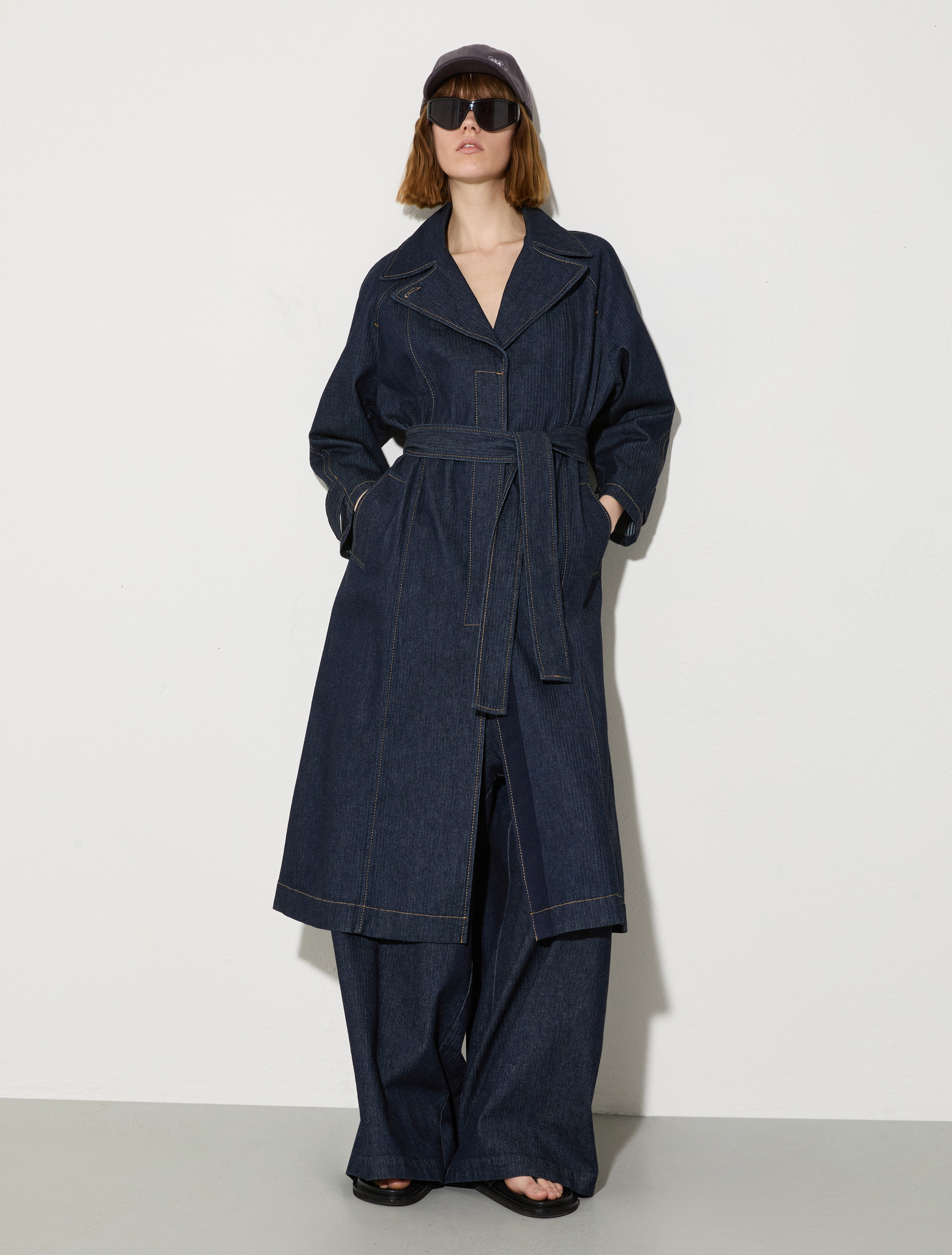 Textured denim trench coat - NAVY - MAX&Co. - 4