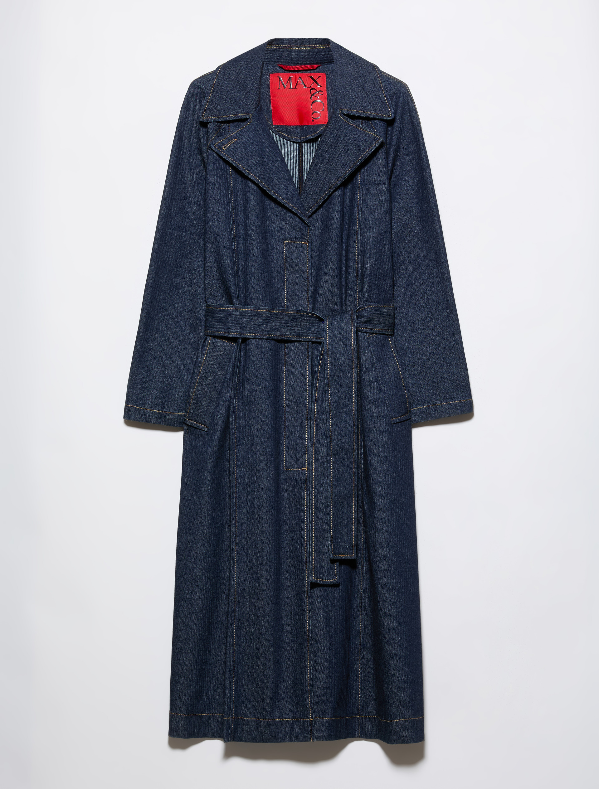 Textured denim trench coat - NAVY - MAX&Co. - 5