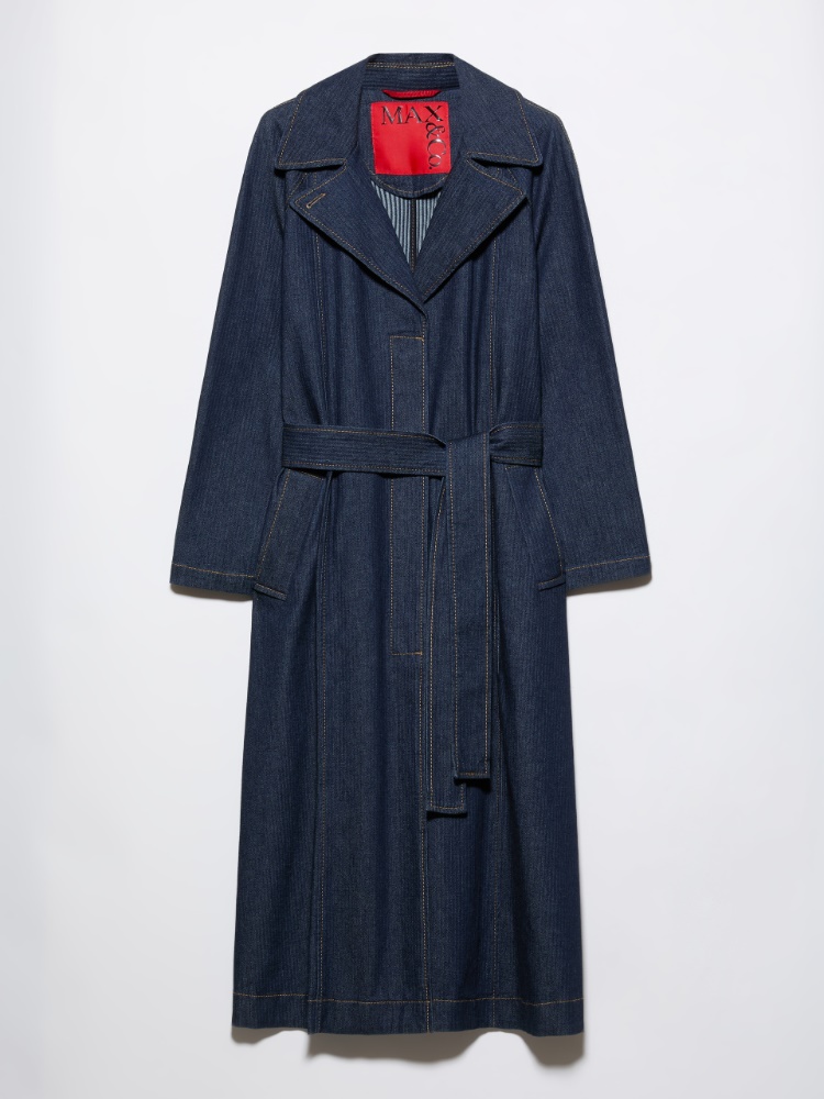Textured denim trench coat - NAVY - MAX&Co.