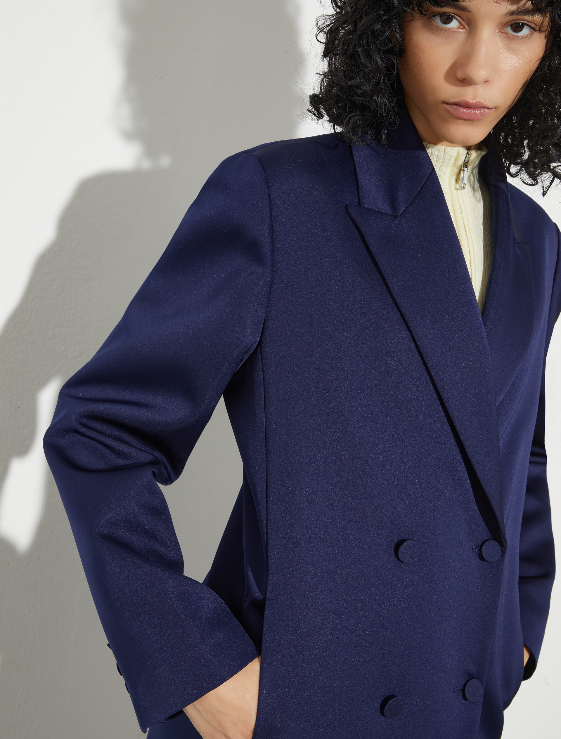Double-breasted satin coat, navy | MAX&Co. Double-breasted satin coat - NAVY - MAX&Co. - 3