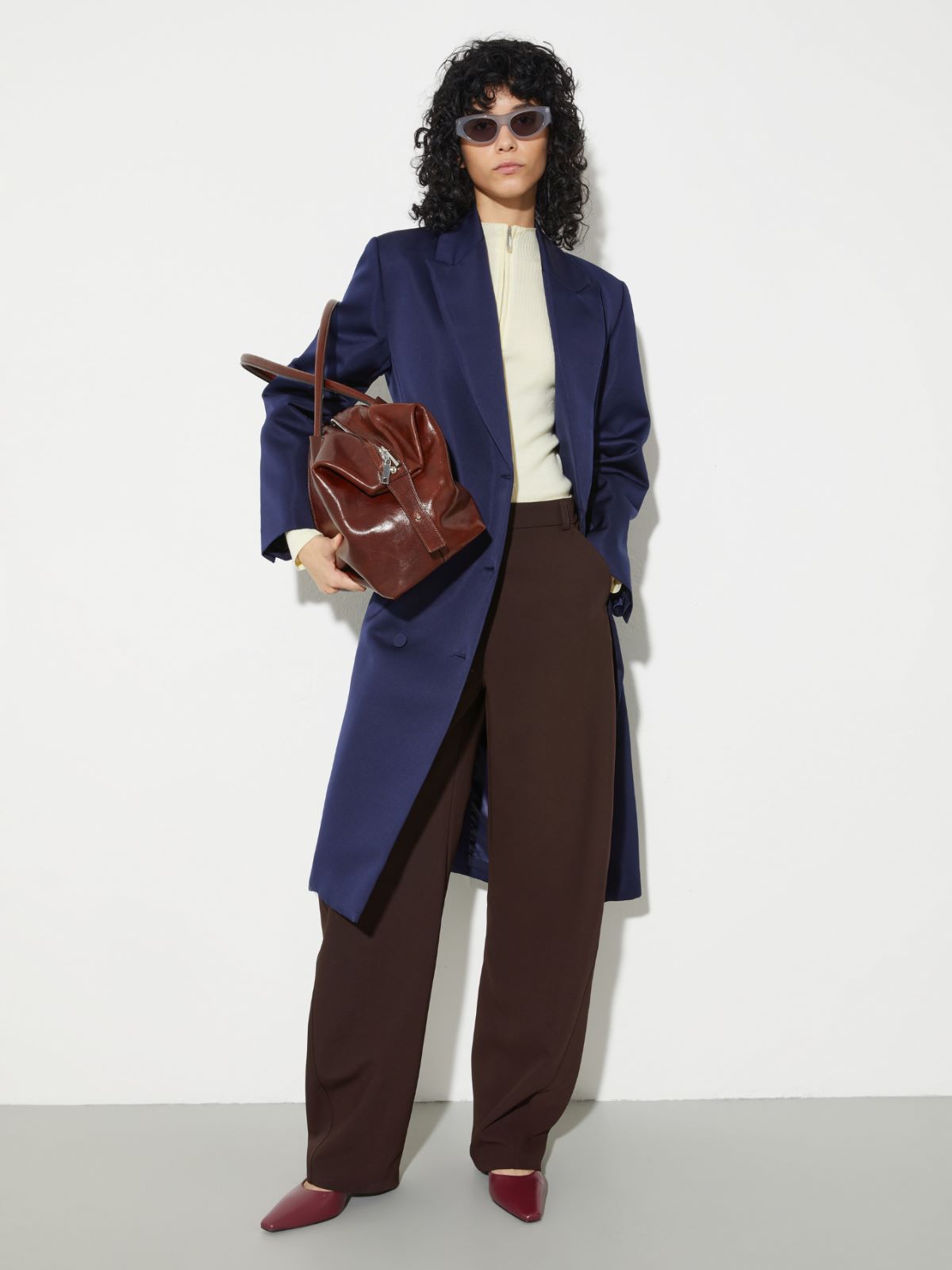 Double-breasted satin coat, navy | MAX&Co. Double-breasted satin coat - NAVY - MAX&Co. - 4