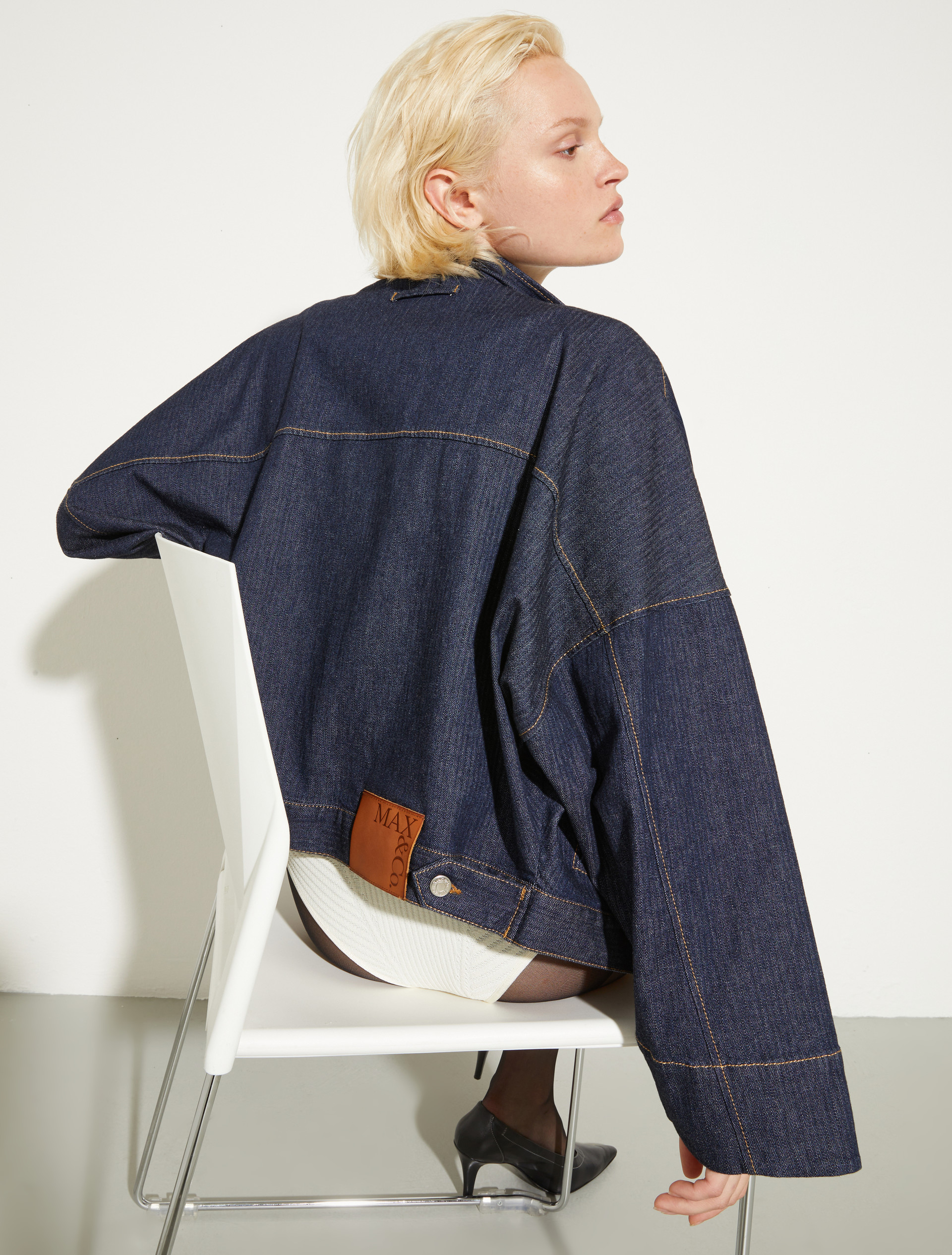 Textured denim bomber jacket - NAVY - MAX&Co. - 2