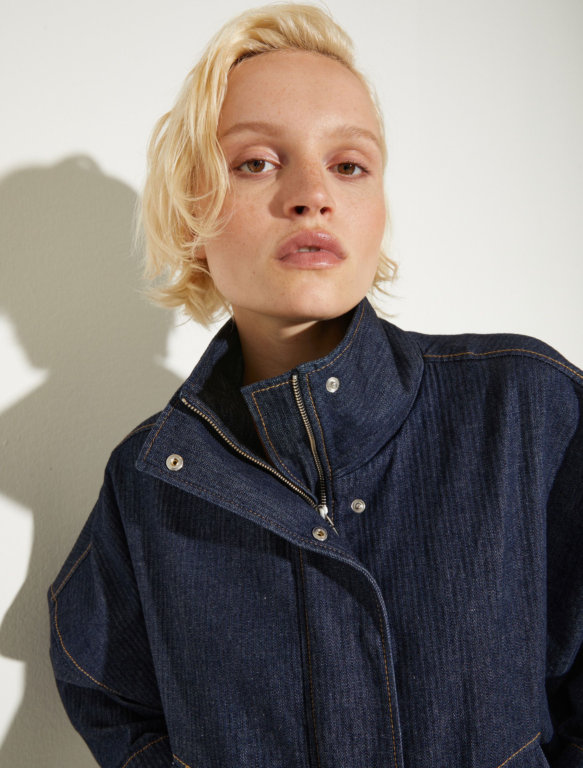 Textured denim bomber jacket - NAVY - MAX&Co. - 3