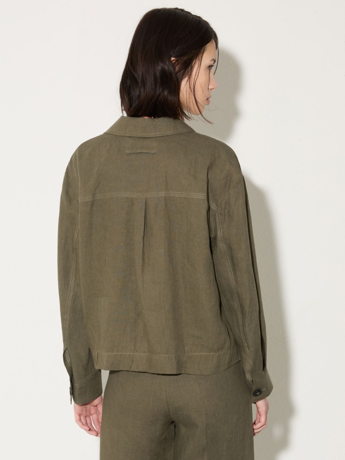 Pure linen boxy jacket - KAKI - MAX&Co.