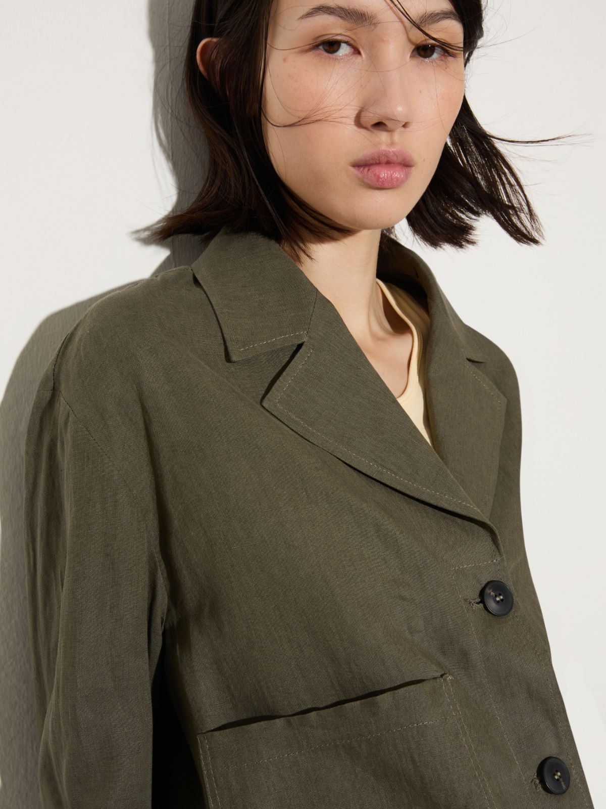 Pure linen boxy jacket - KAKI - MAX&Co.