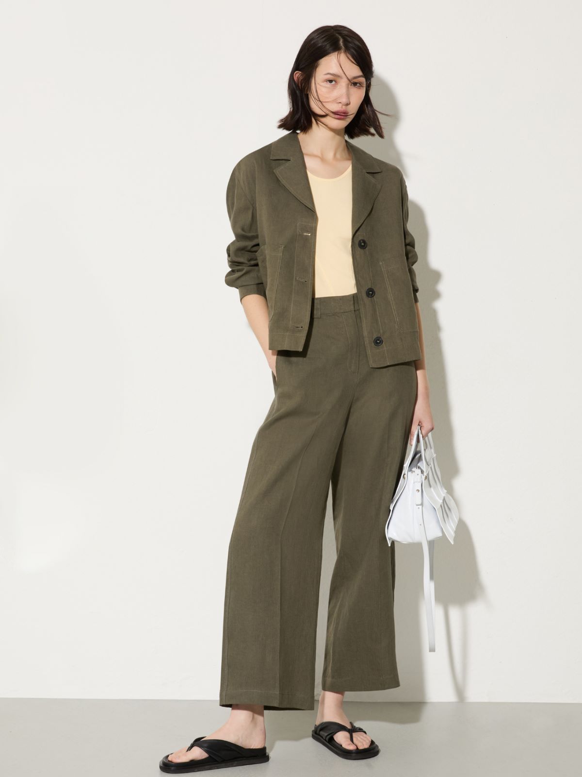 Pure linen boxy jacket - KAKI - MAX&Co.