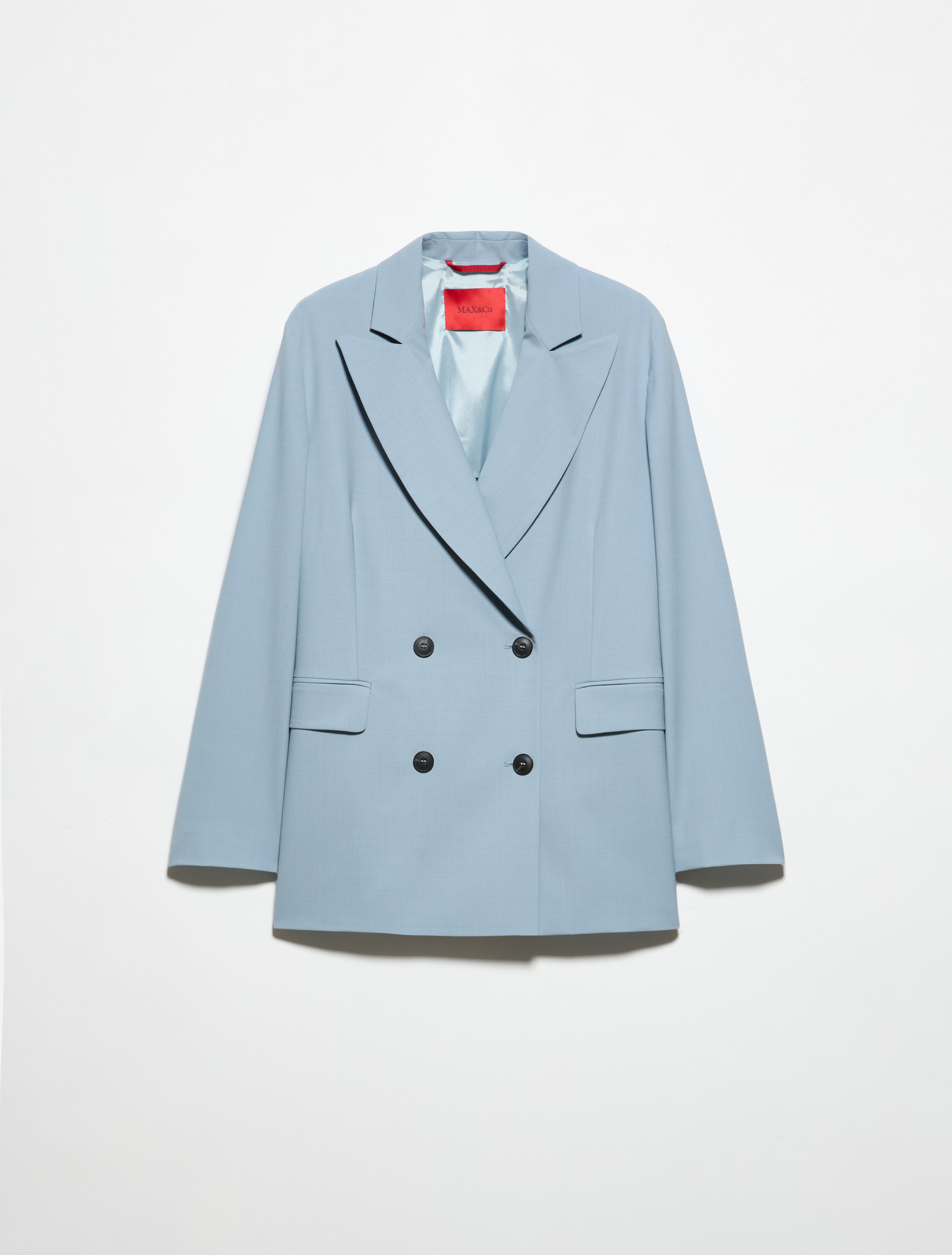[エジツィオ]  ダブルブレスト クール ウール ジャケット - LIGHT BLUE - MAX&Co.