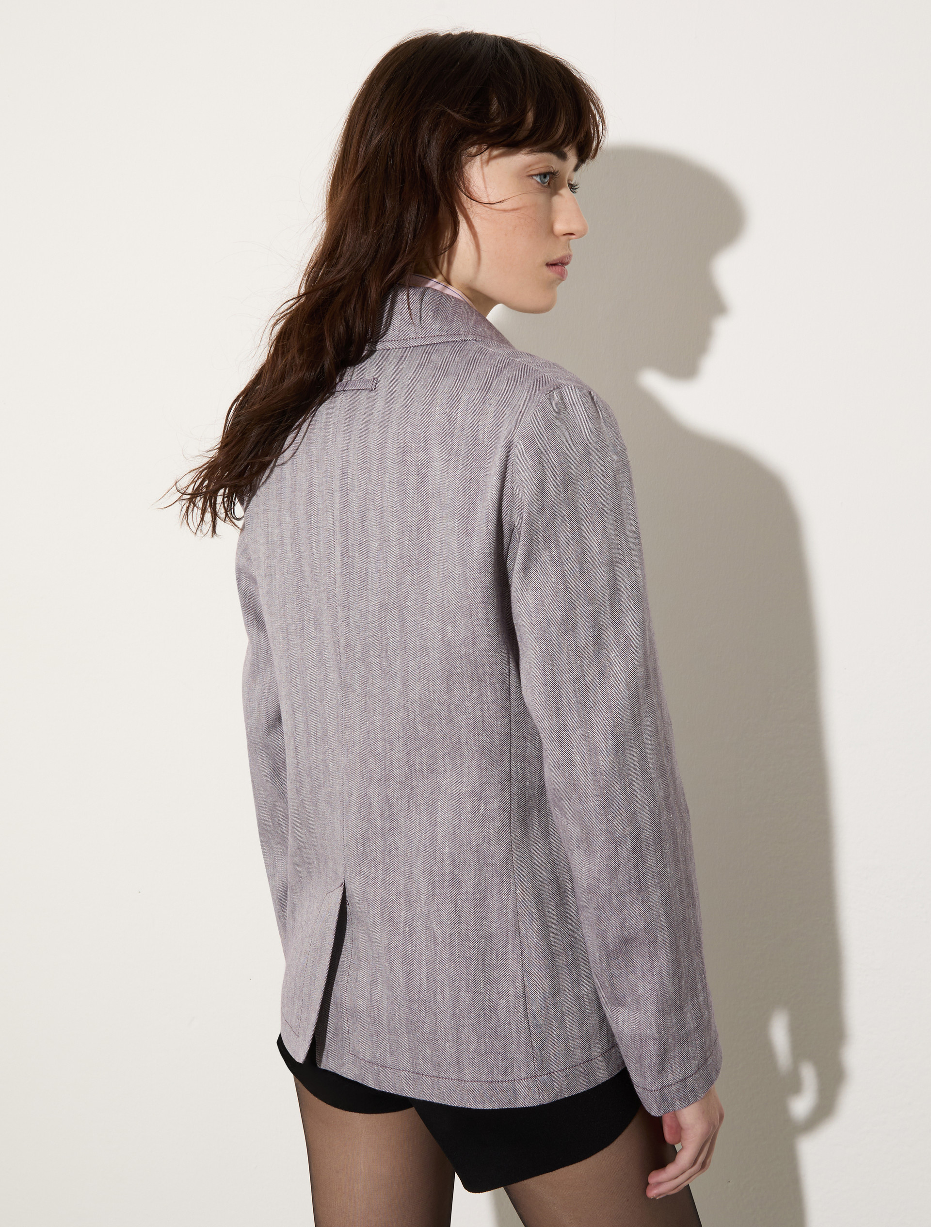 Blazer en lin et coton mélangé, aubergine | MAX&Co. Blazer en lin et coton mélangé - AUBERGINE - MAX&Co. - 2