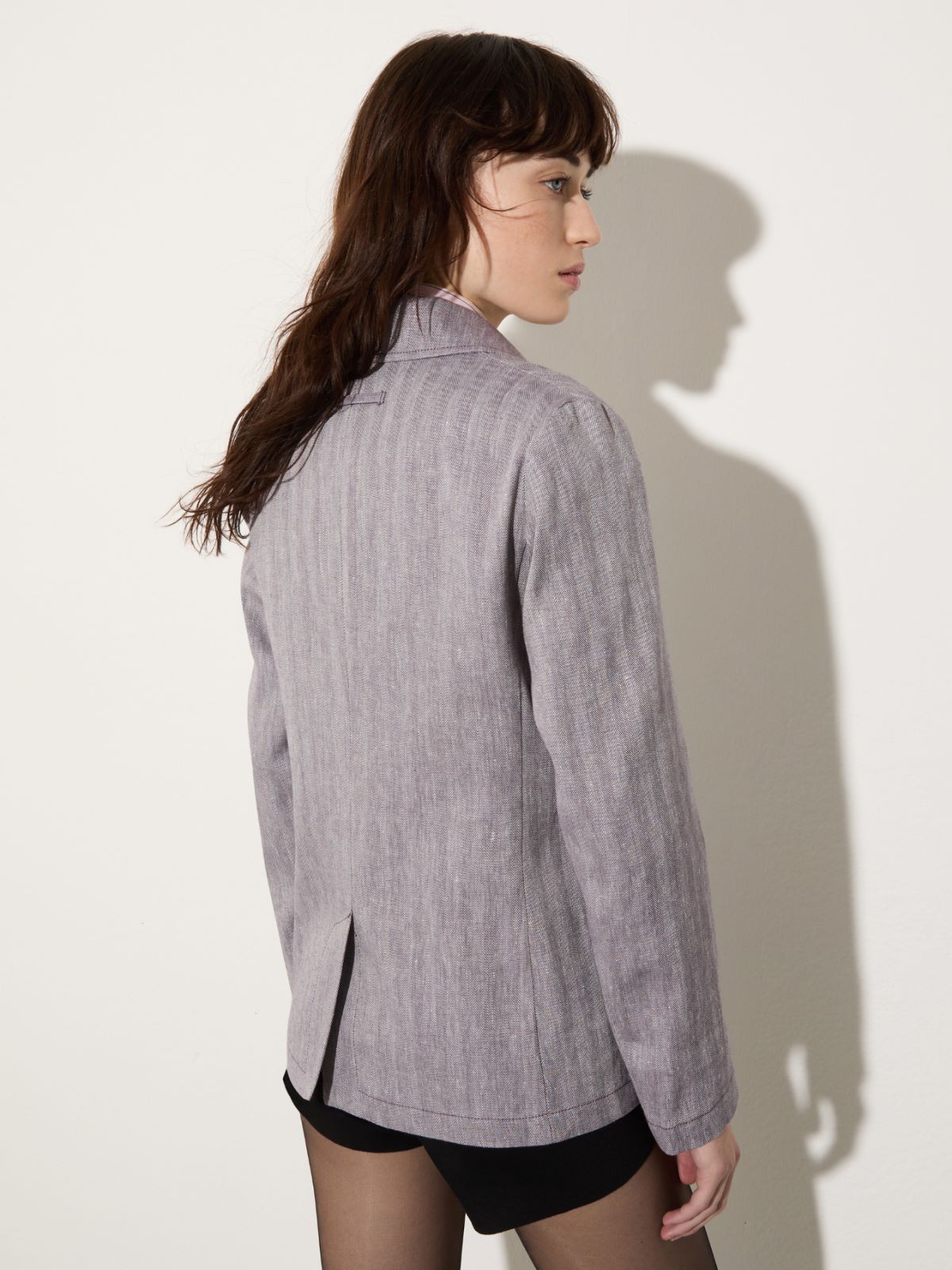 Blazer en lin et coton mélangé, aubergine | MAX&Co. Blazer en lin et coton mélangé - AUBERGINE - MAX&Co. - 2