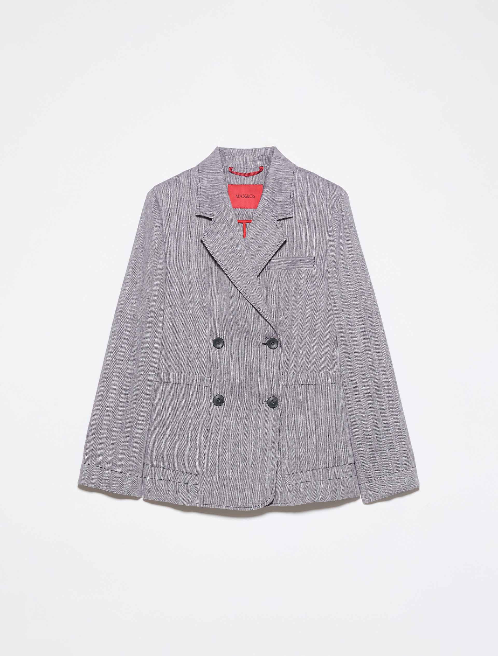 Blazer en lin et coton mélangé, aubergine | MAX&Co. Blazer en lin et coton mélangé - AUBERGINE - MAX&Co. - 5