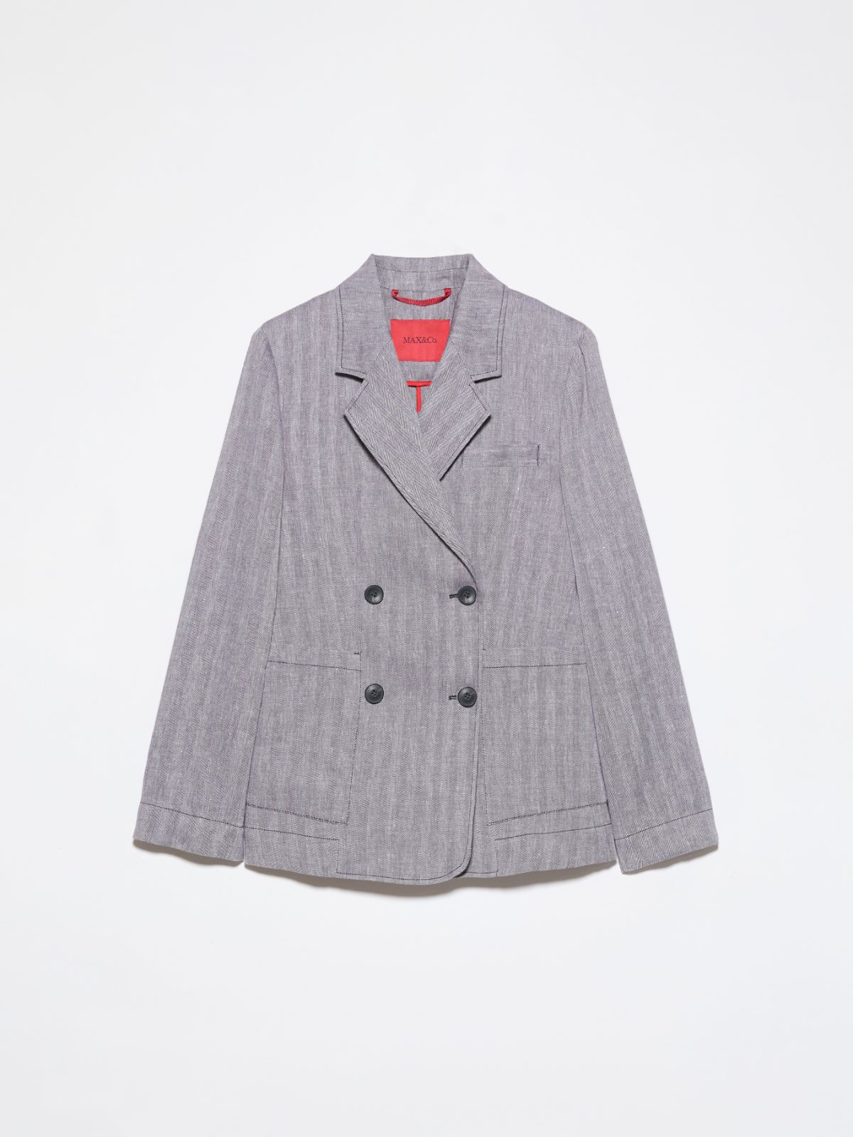 Blazer en lin et coton mélangé, aubergine | MAX&Co. Blazer en lin et coton mélangé - AUBERGINE - MAX&Co. - 5