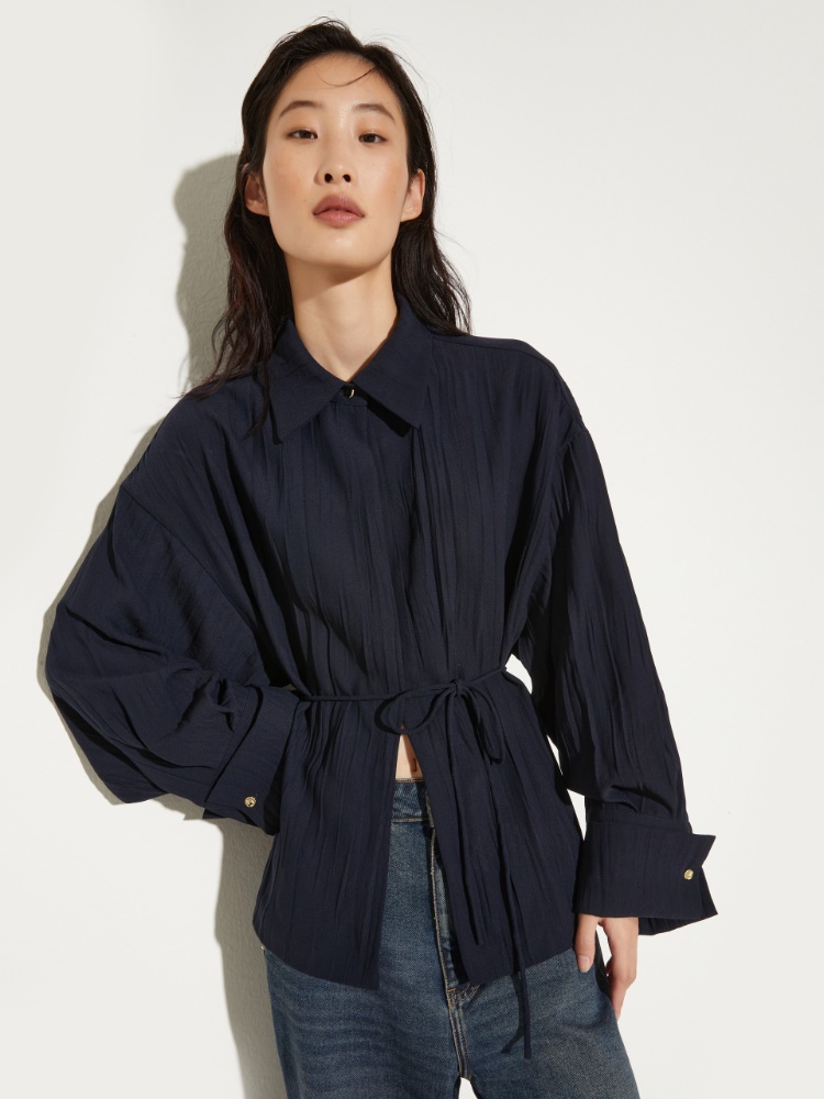 Surchemise en envers-satin froissé - BLEU NUIT - MAX&Co.