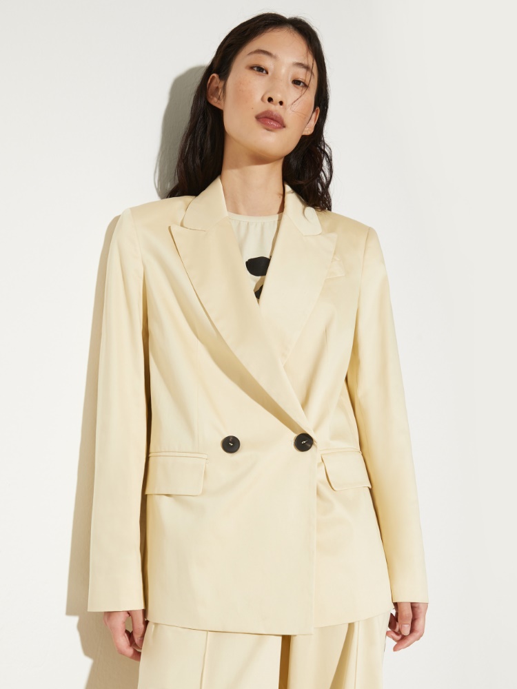 Double-breasted satin blazer - BEIGE - MAX&Co.