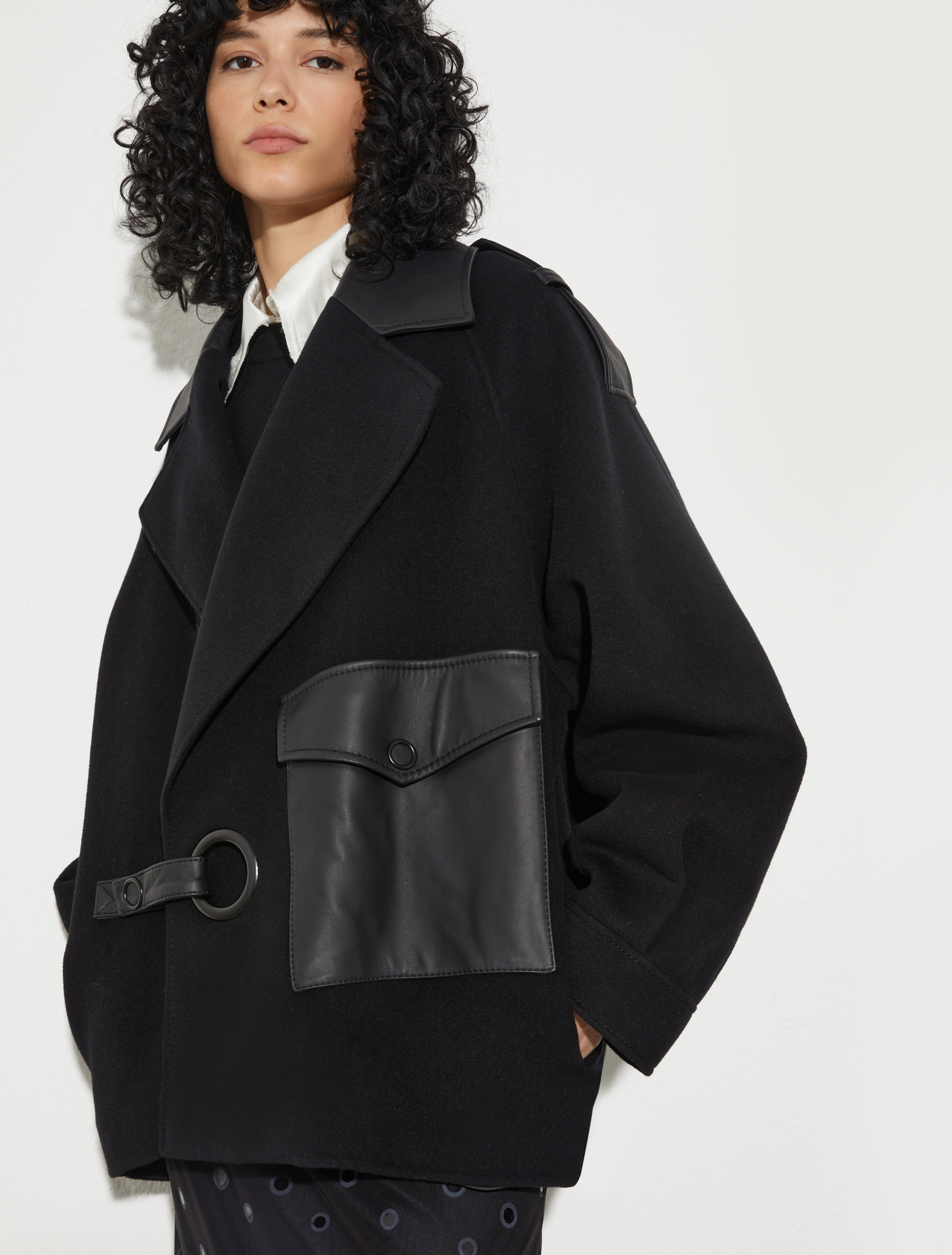 Wool and leather blouson jacket - BLACK - MAX&Co. - 3